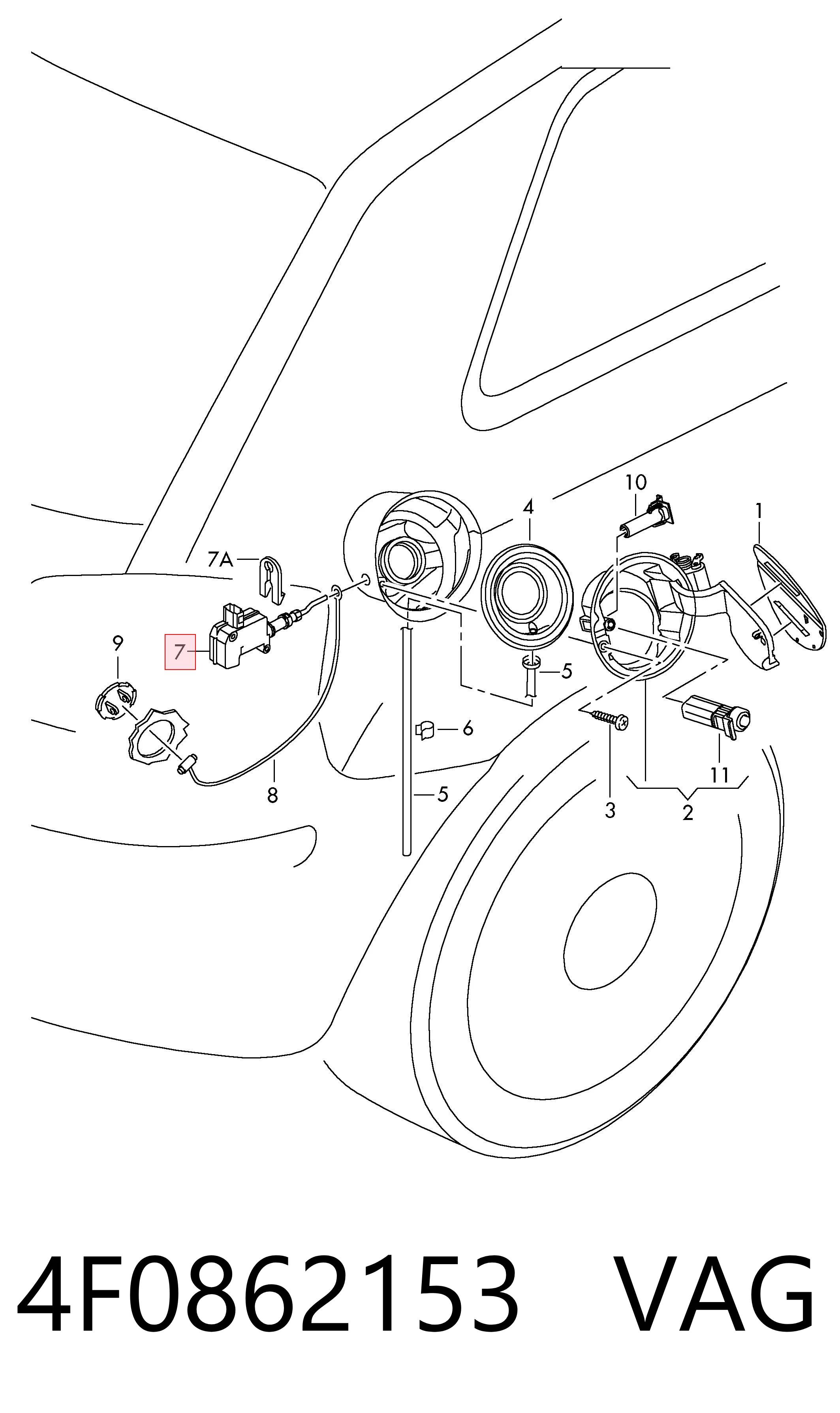 4F0862153 VAG Motor apertura de tapa combustible