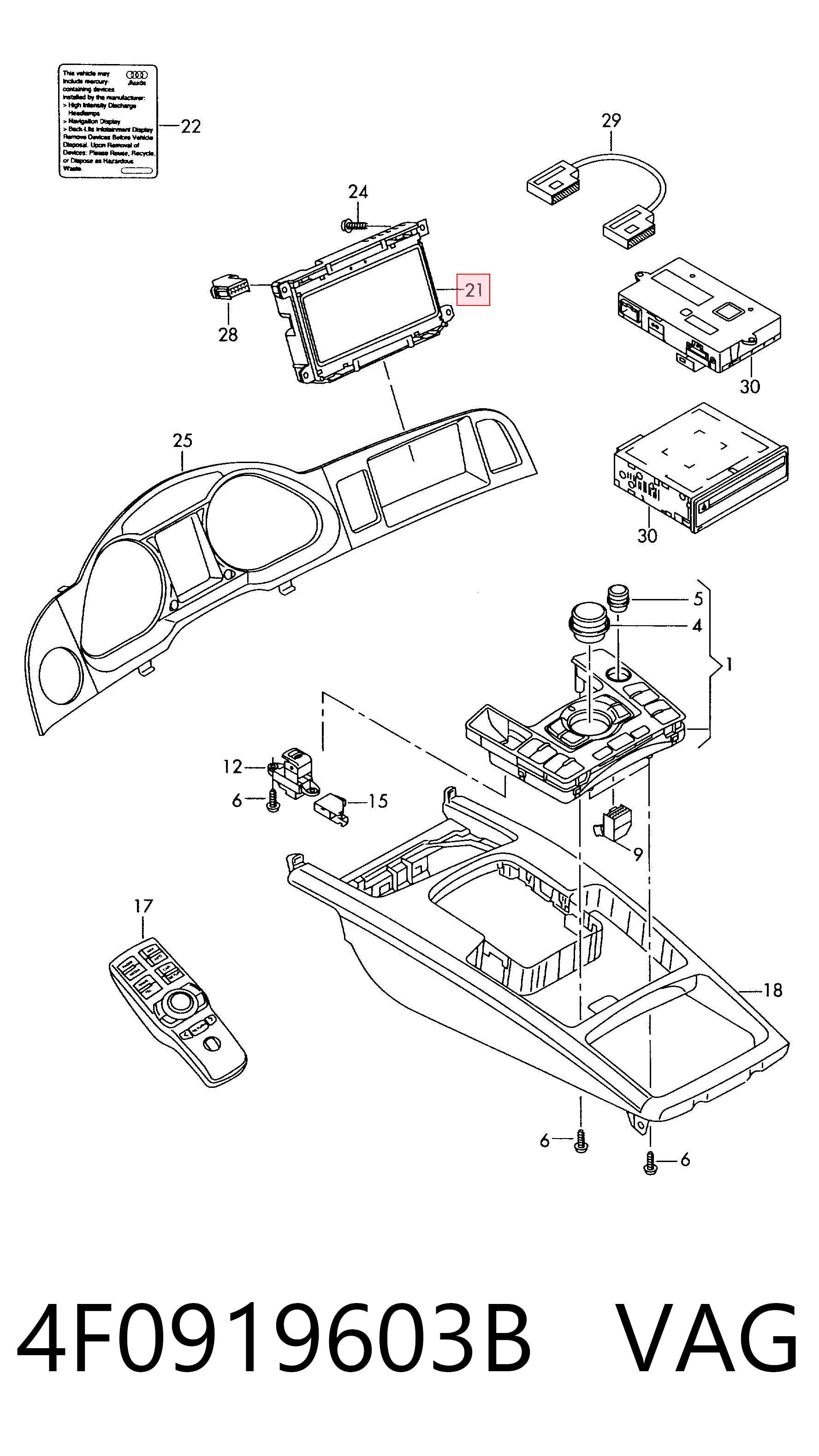 Pantalla multifuncion para Audi A6 C6 4F2