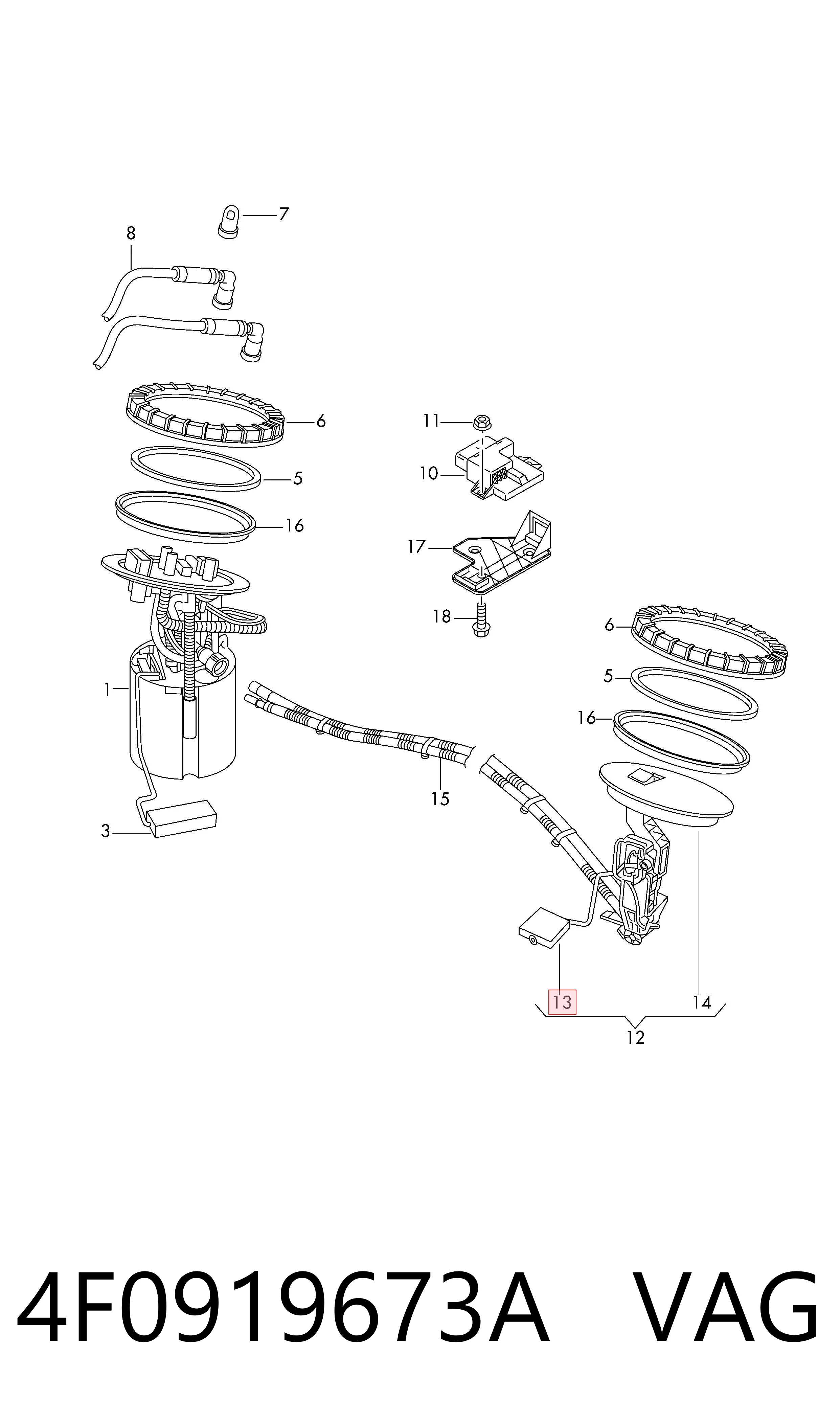 4F0919673A VAG Sensor de nivel de combustible izquierdo