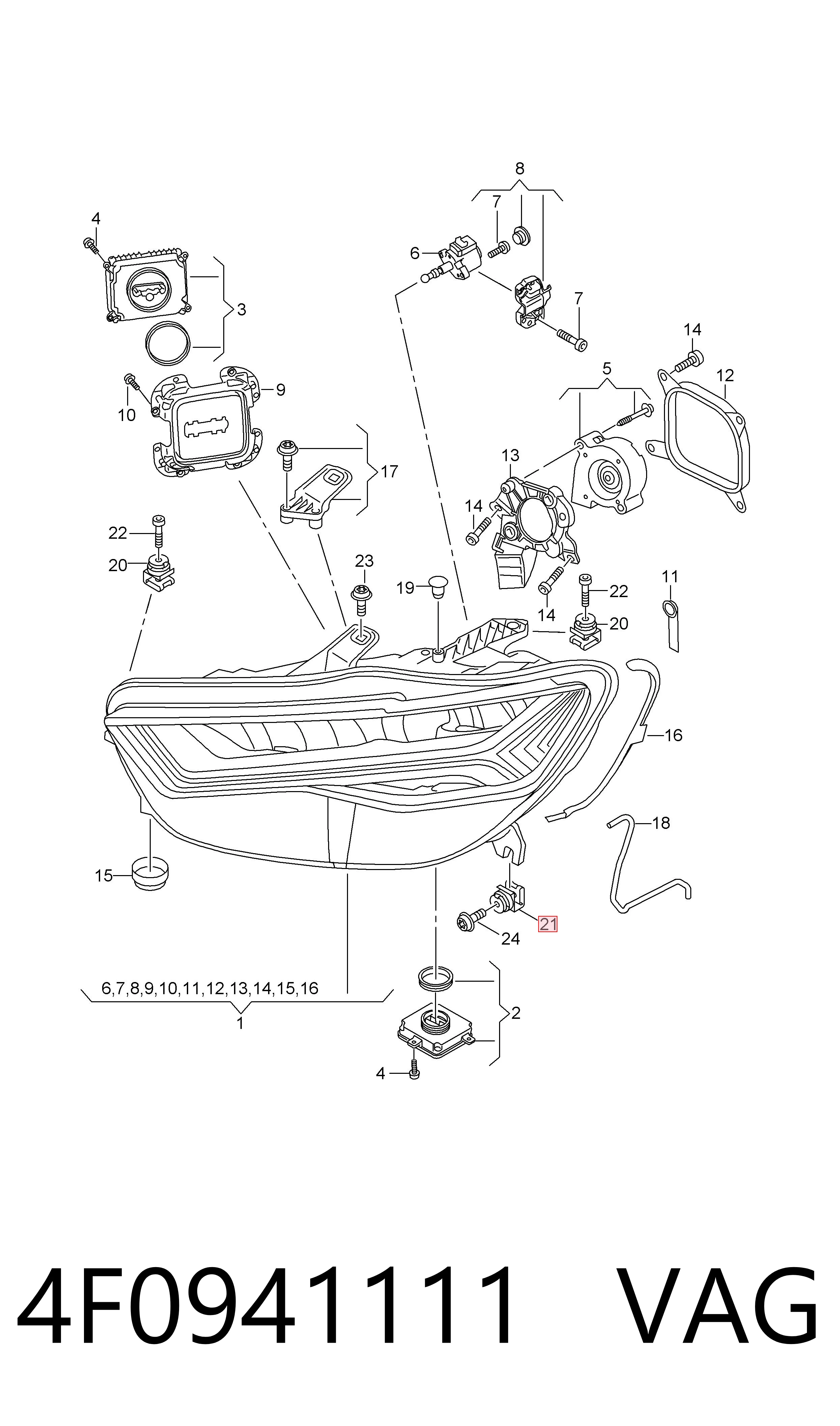 4F0941111 VAG Tuerca del corrector de faro