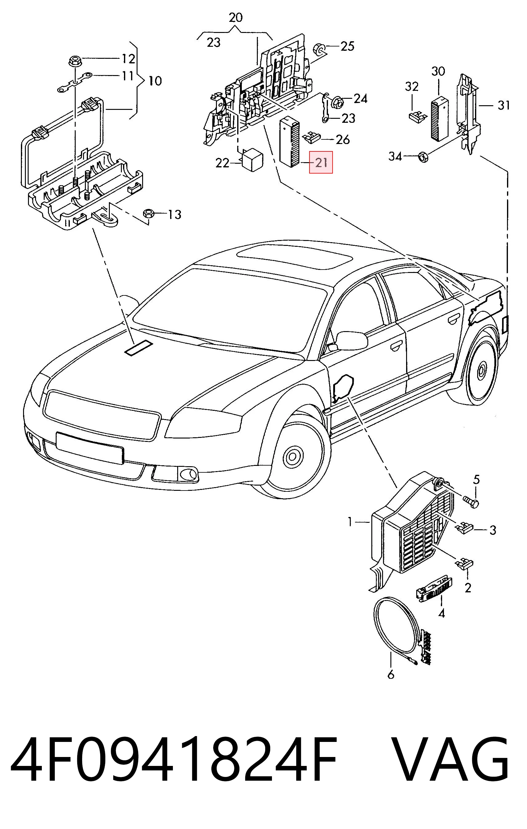 Caja de relés y fusibles para Audi Q7  4MB, 4MG, 4MQ