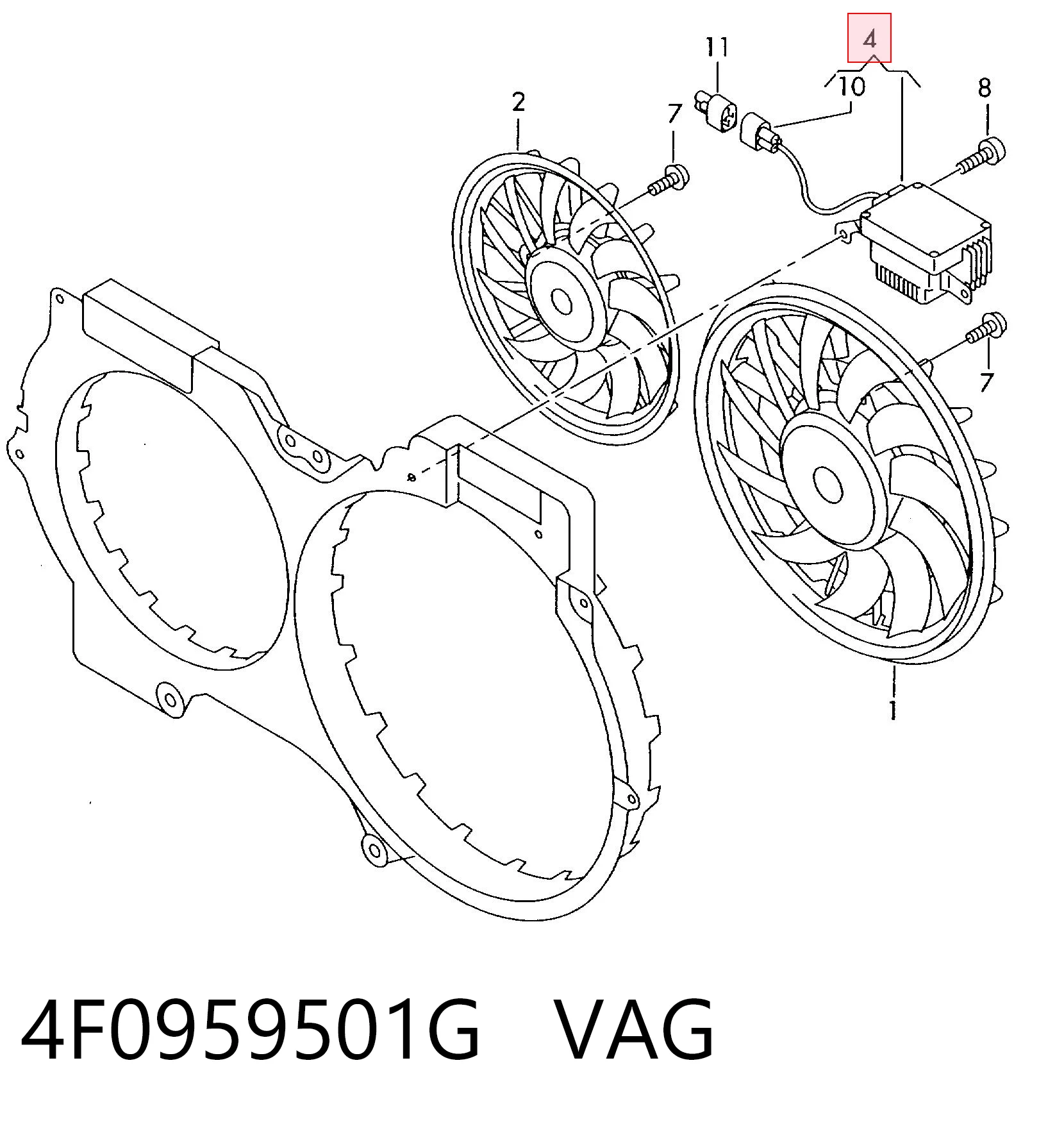 4F0959501G VAG Regulador de velocidad del ventilador de refrigeración (unidad de control)