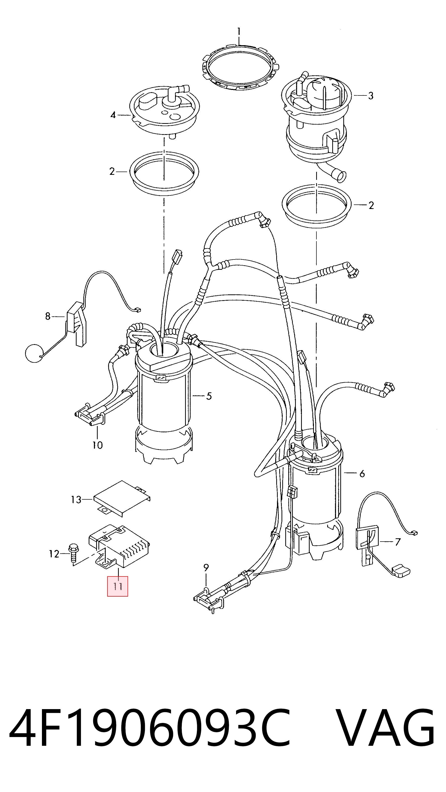 4F1906093C VAG Relé de bomba eléctrica de combustible