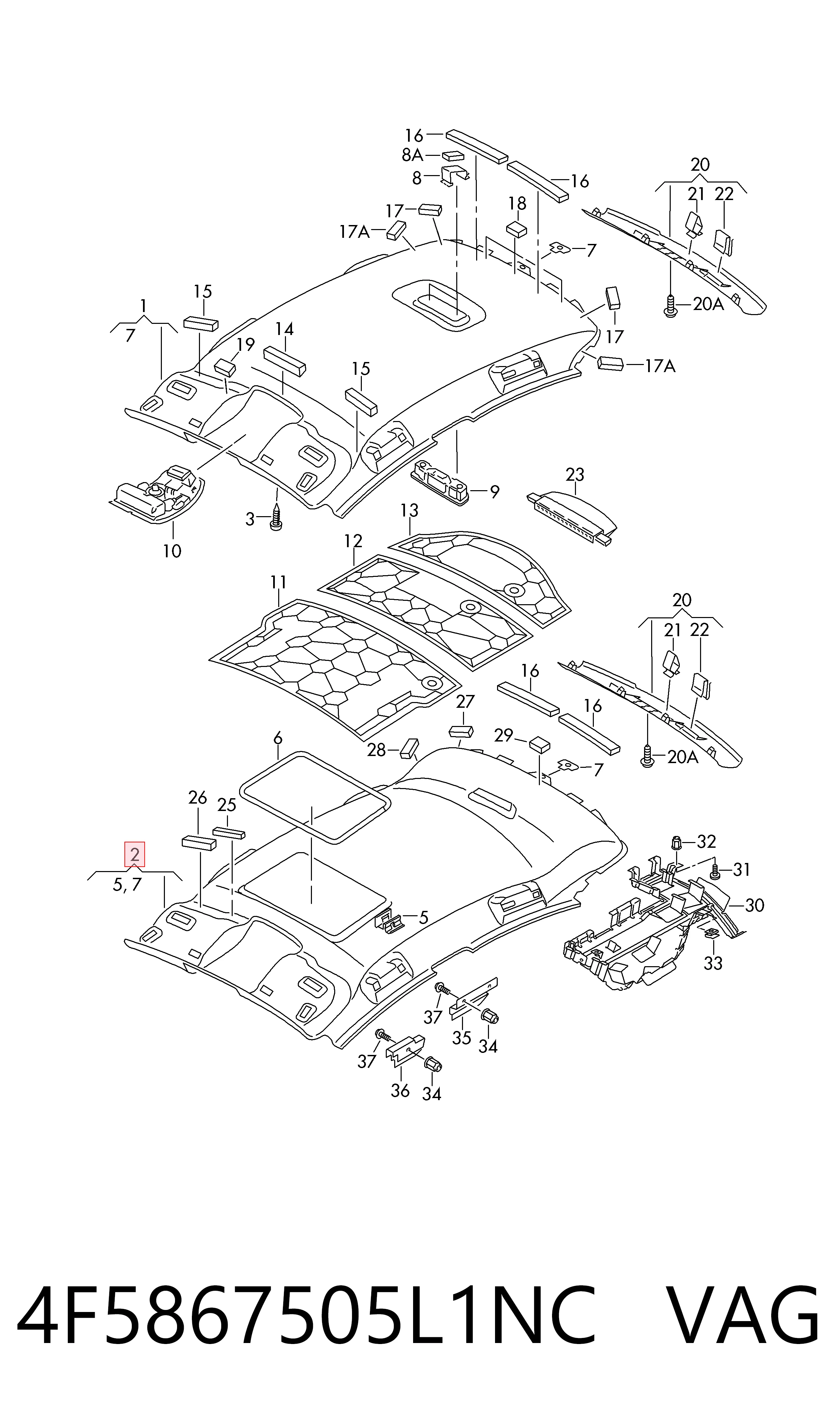 Comprar Guarnecido de techo Audi A6  4F2 a bajo precio