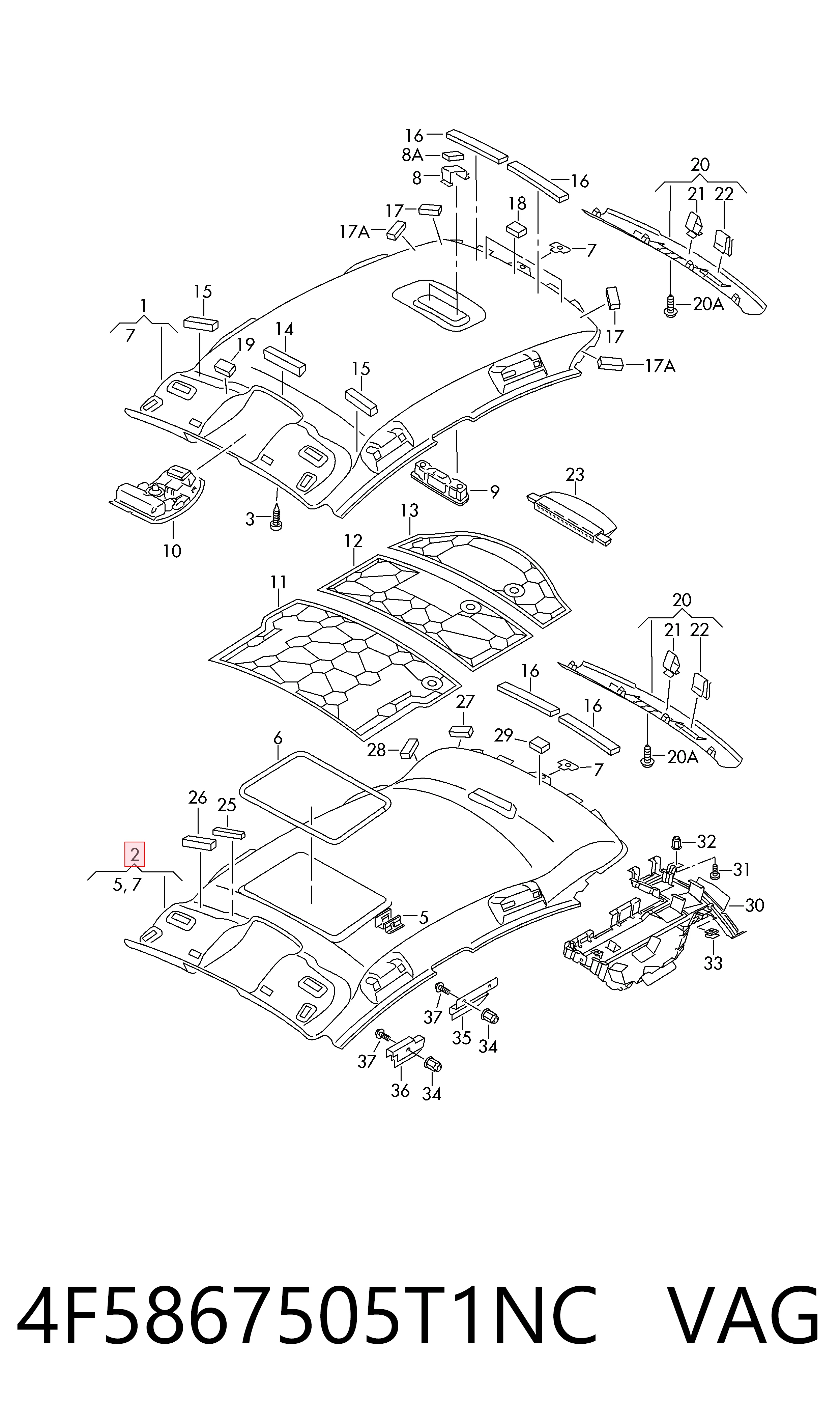 Techo interior para Audi A6 4F2