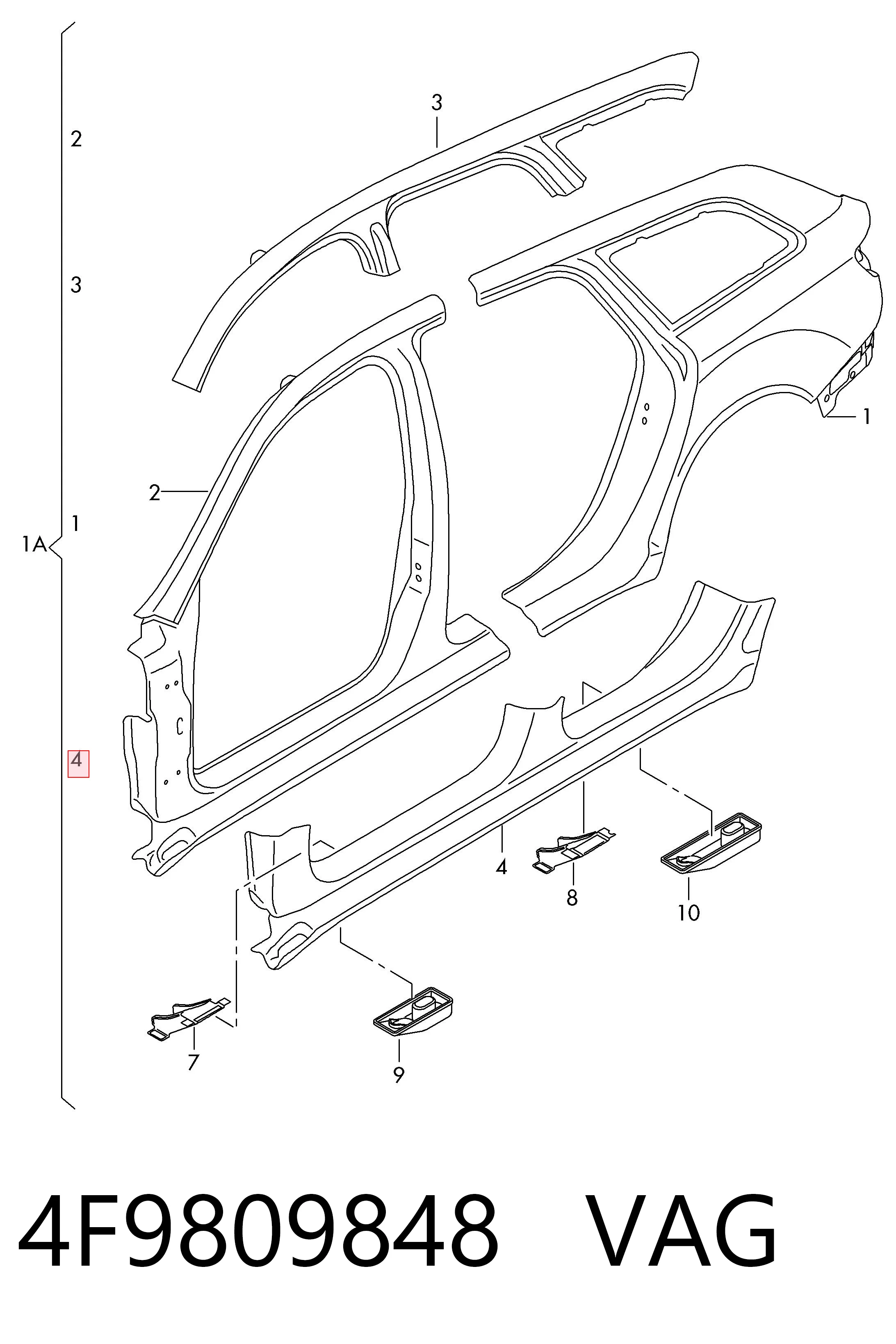 Comprar Umbral exterior derecho Audi A6  4FH a bajo precio