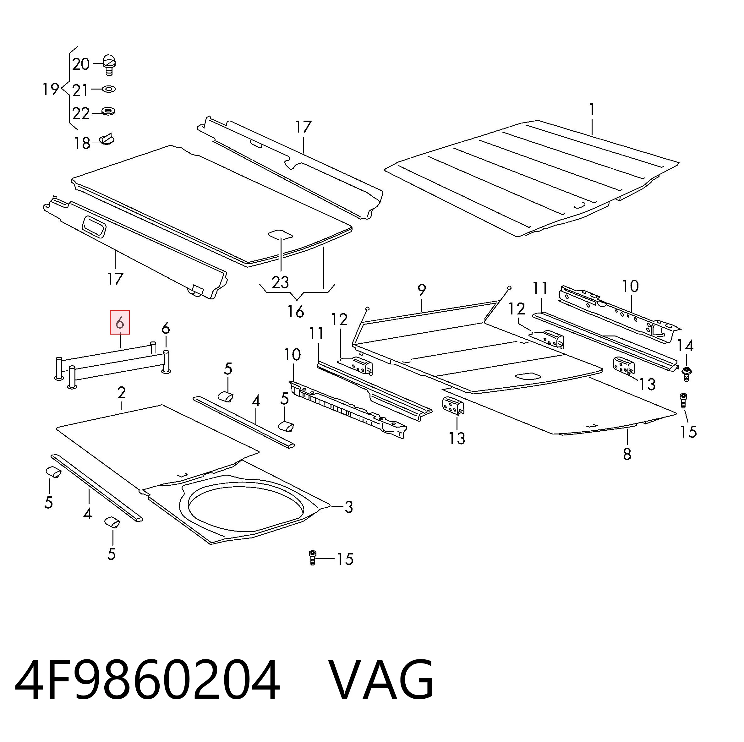 4F9860204 VAG Organizador de maletero (sujeta equipaje)