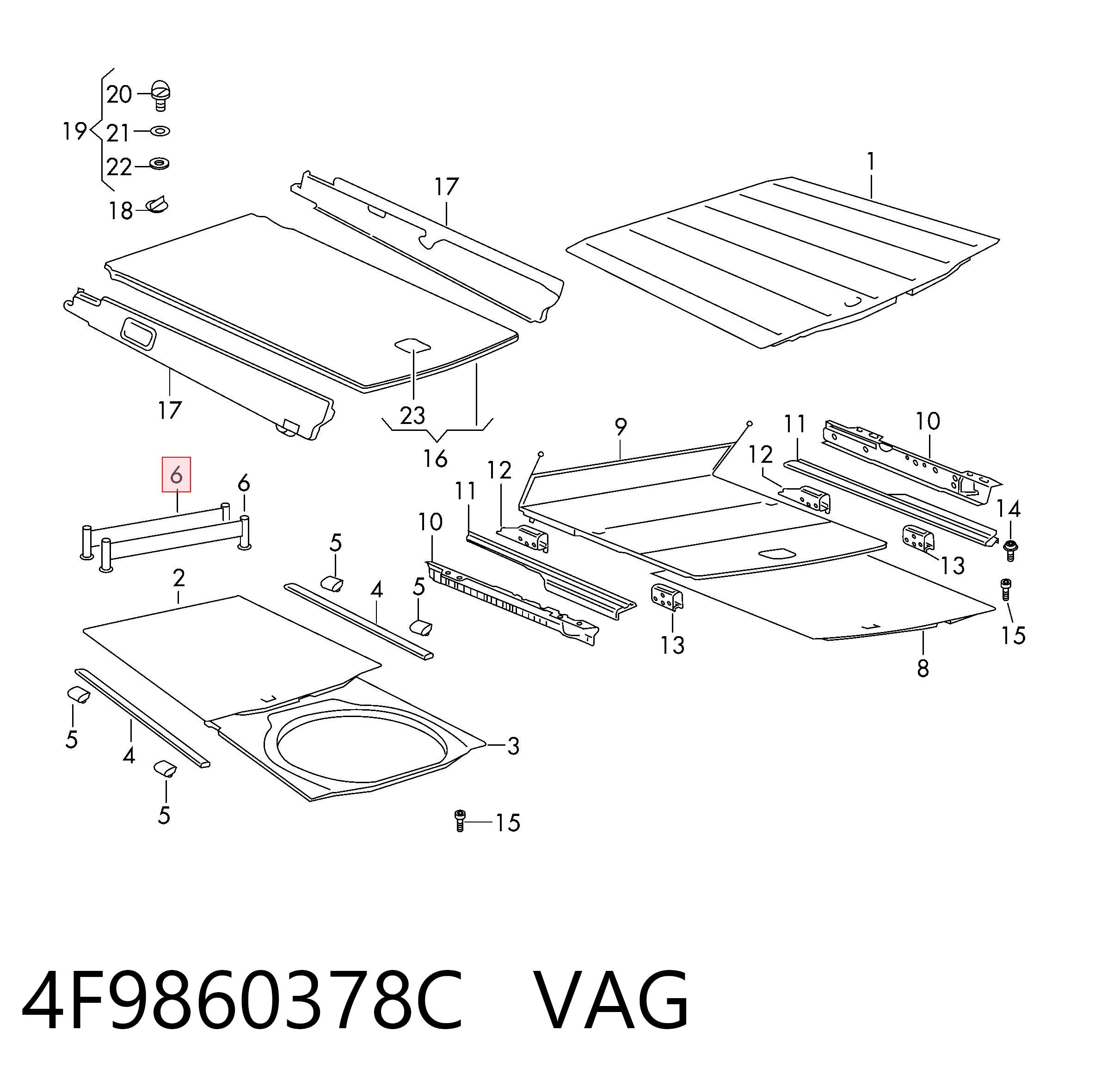 Organizador de maletero (sujeta equipaje) 4F9860378C VAG