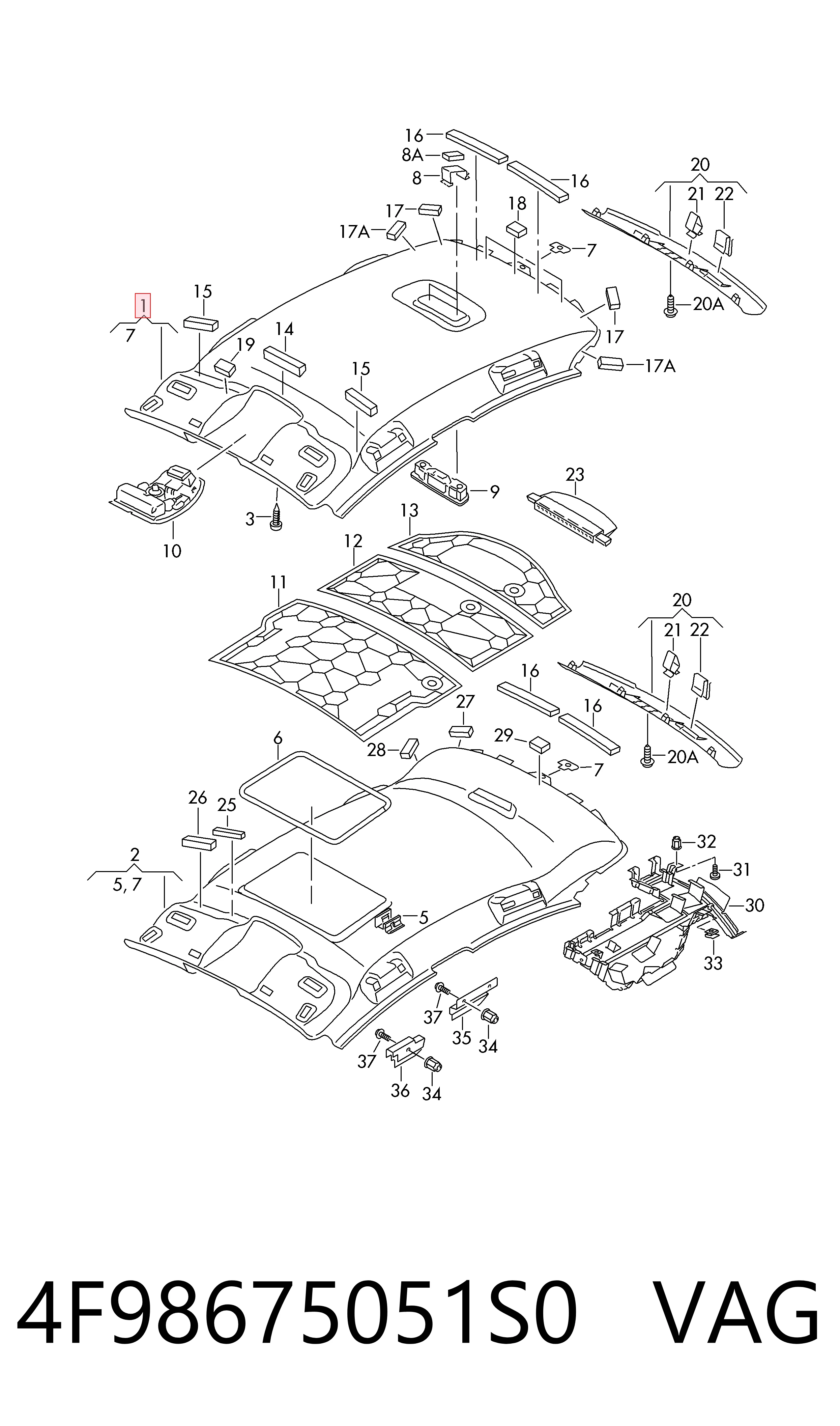 Comprar Guarnecido de techo Audi A6  4F5 a bajo precio