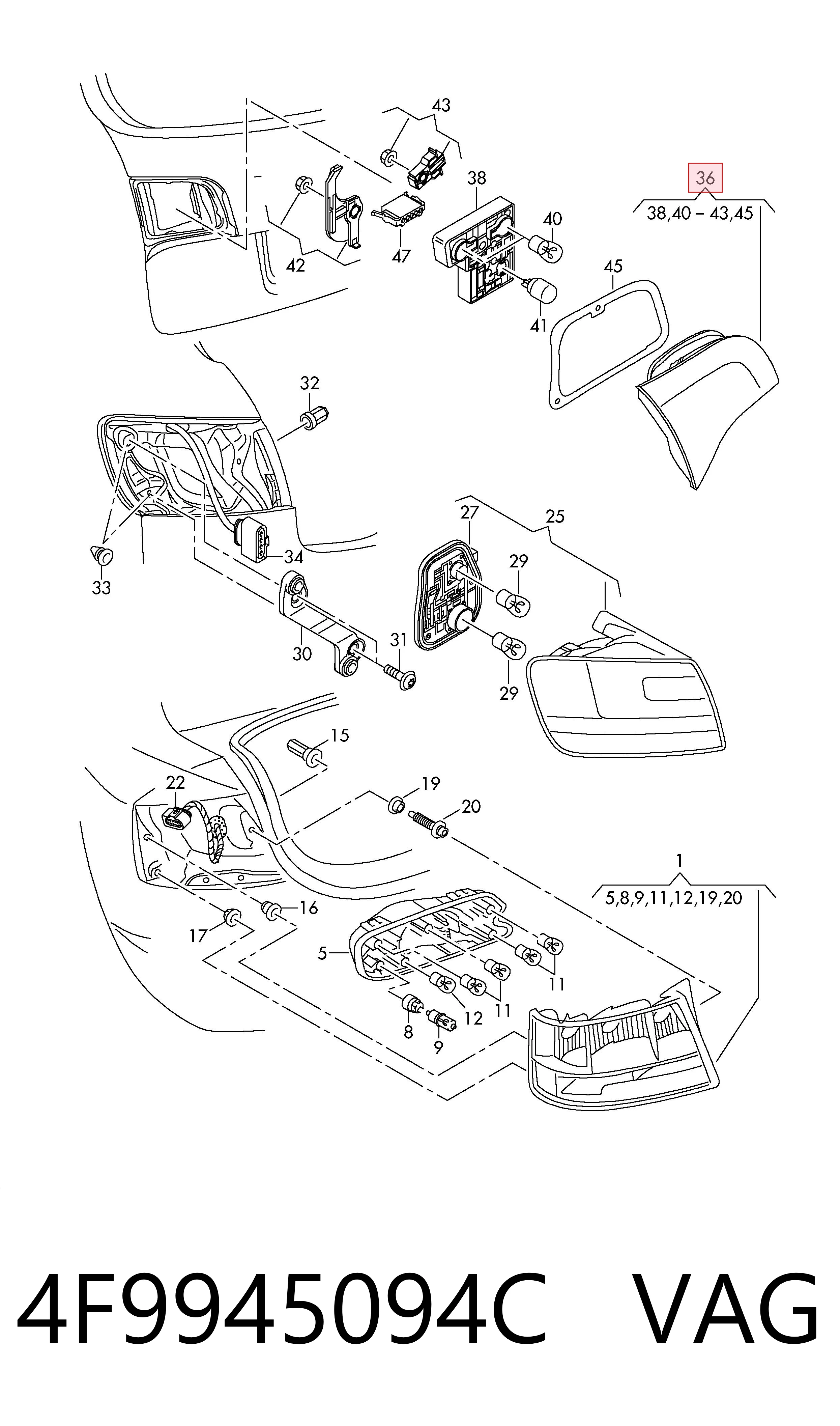 Piloto trasero interior derecho VAG 4F9945094C precio, desde 160,78 EUR