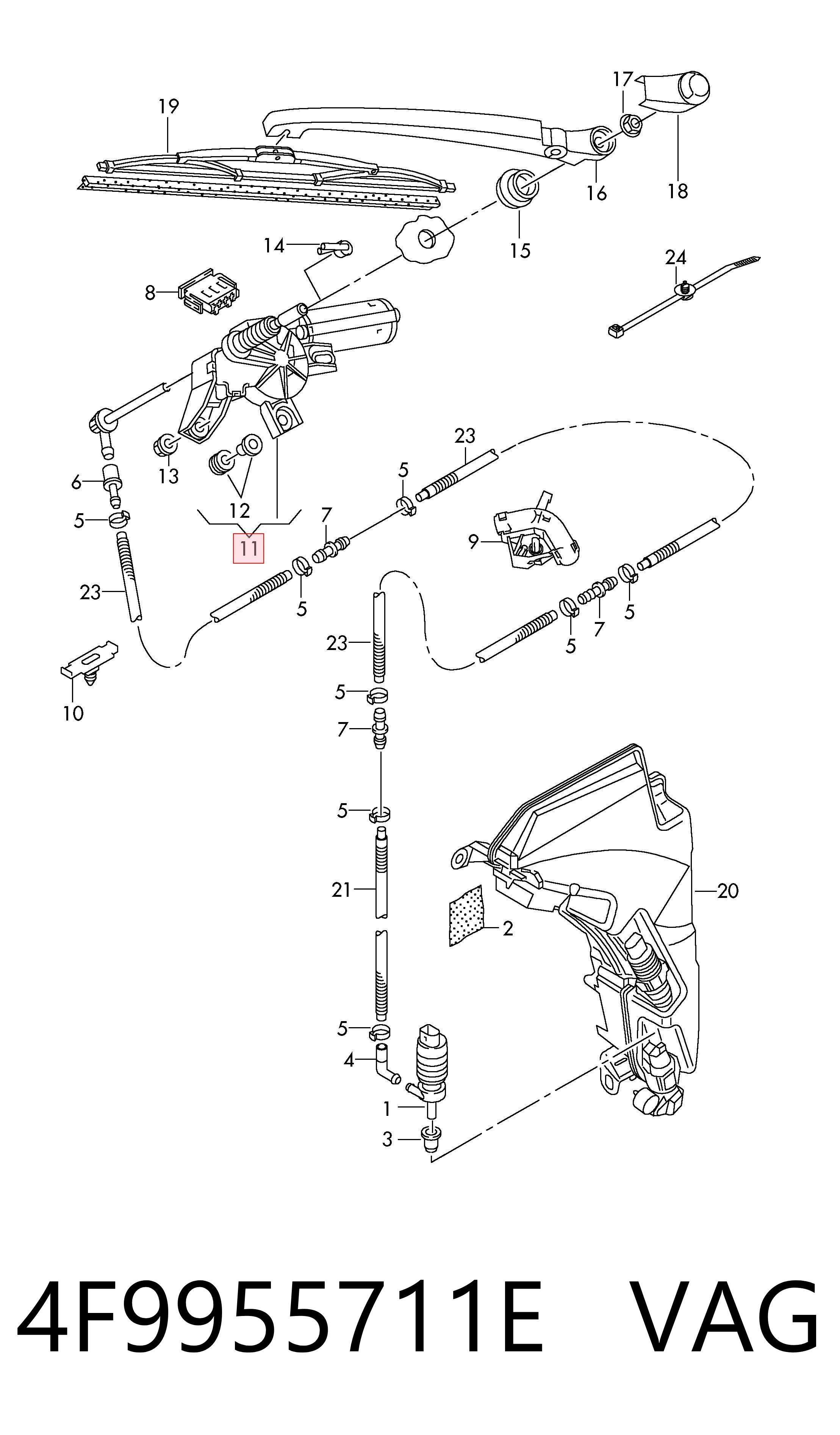 Comprar 4F9955711E VAG Motor limpiaparabrisas, trasera