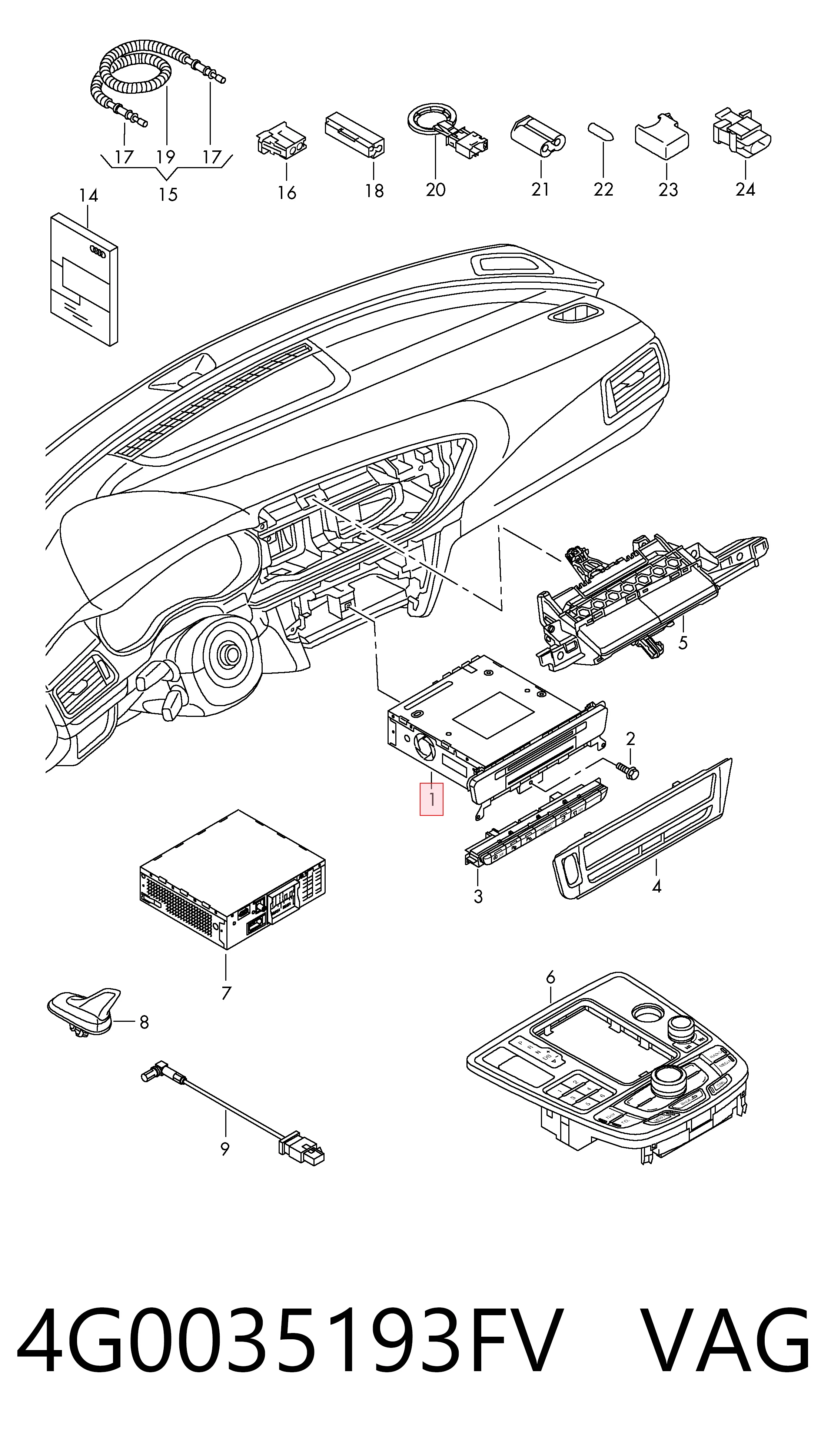 Radio para Audi A6 C7 4G2, 4GC
