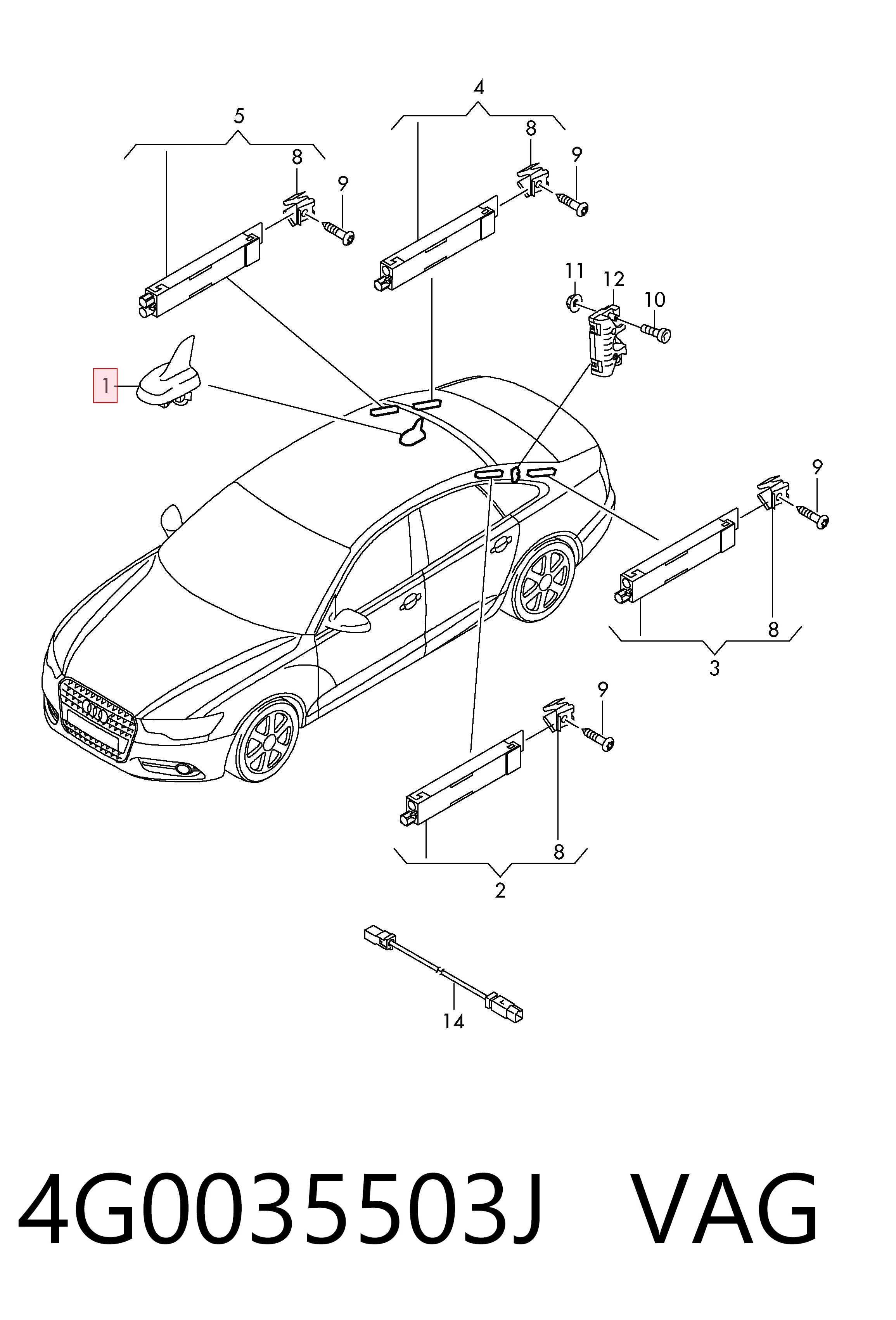 Antena Audi TT coupé (FV3, FVP) (2014 - 2026) precio, desde 66,55 EUR