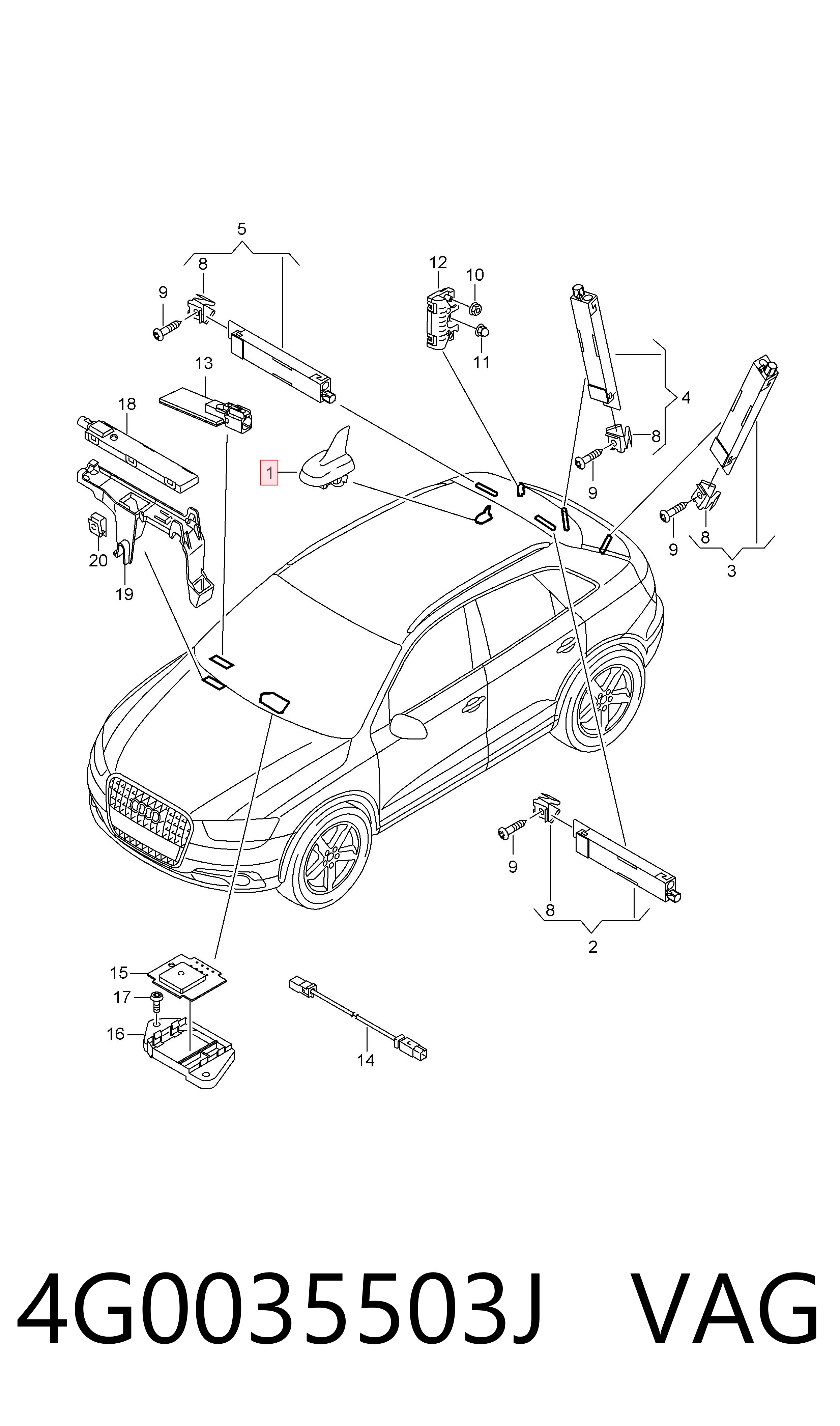 Antena para Audi TT FV3, FVP