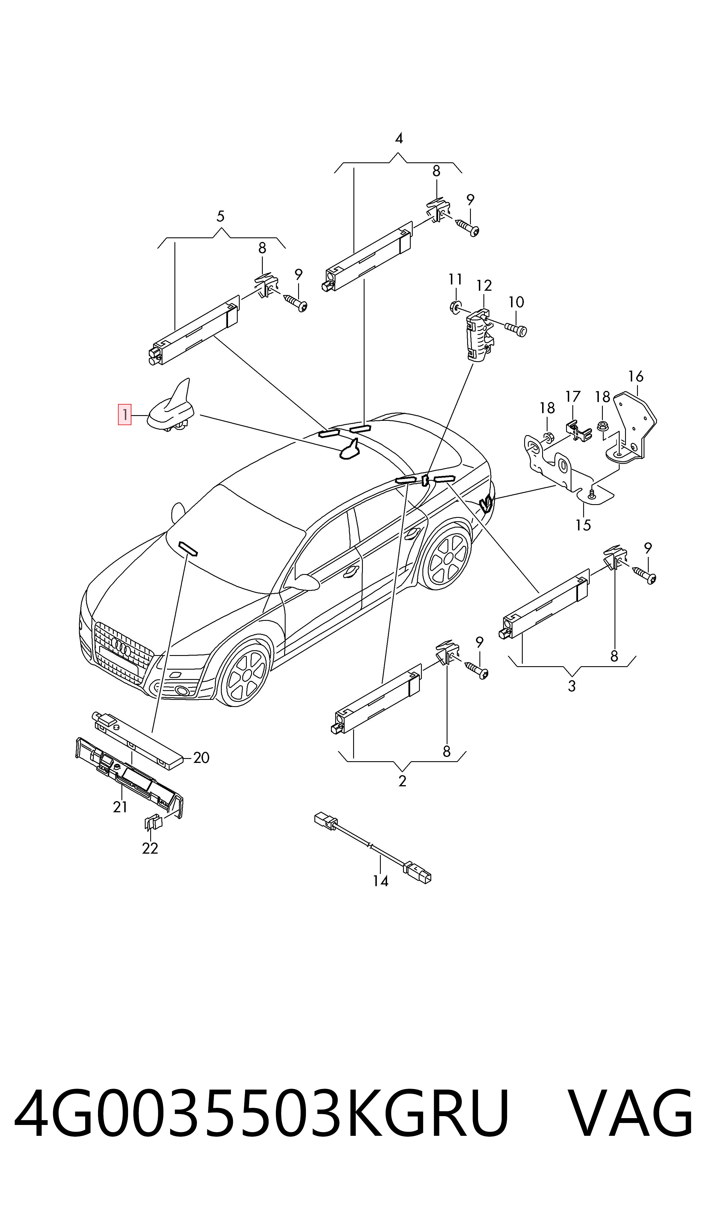 Antena de tiburón para Audi TT  FV3, FVP