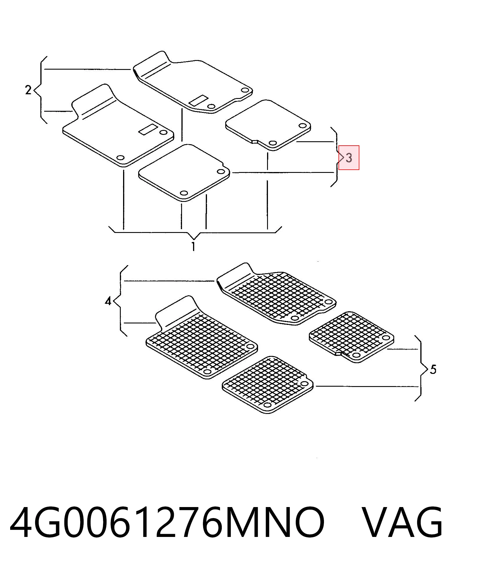 4G0061276MNO VAG Juego de alfombrillas traseras, 2 piezas