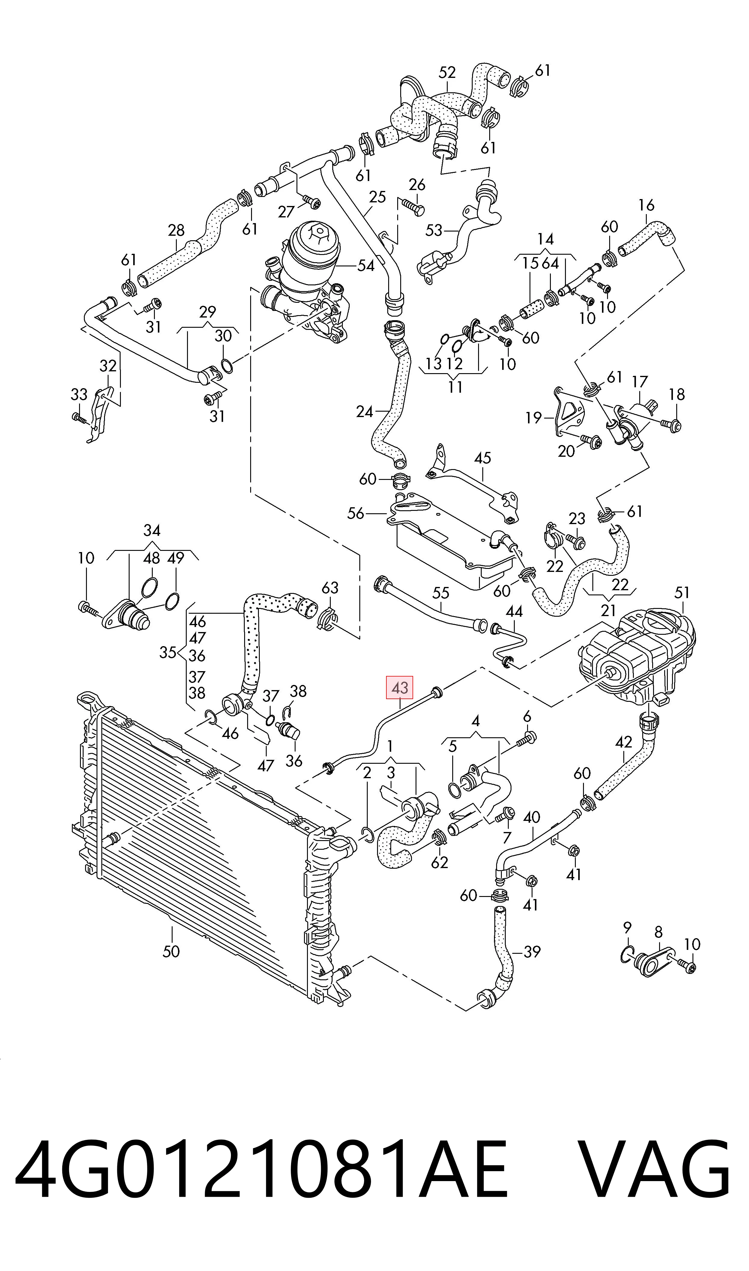 4G0121081AE VAG Manguera de refrigeración