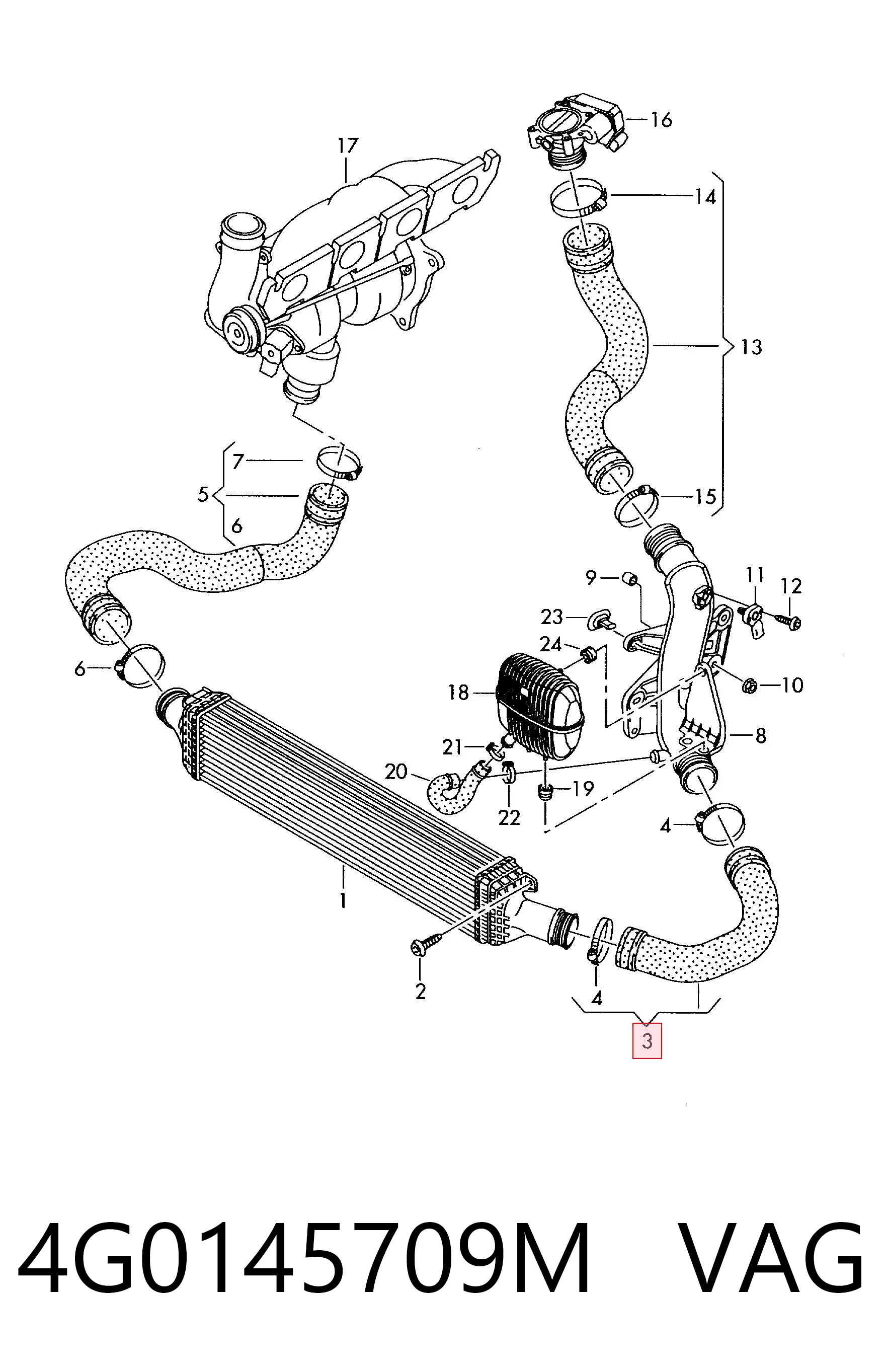 4G0145709M VAG Manguera del intercooler