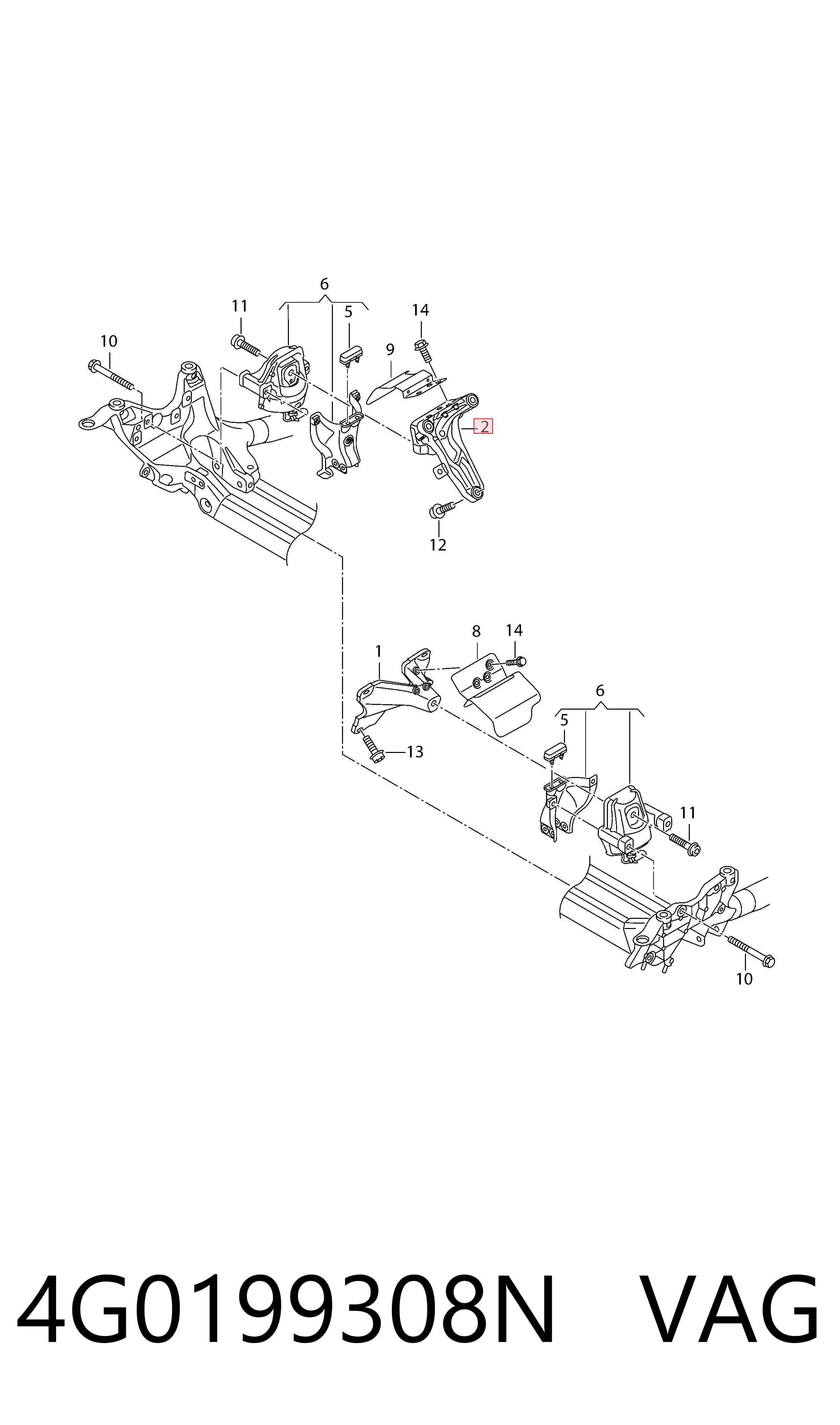 4G0199308N VAG Soporte derecho del motor