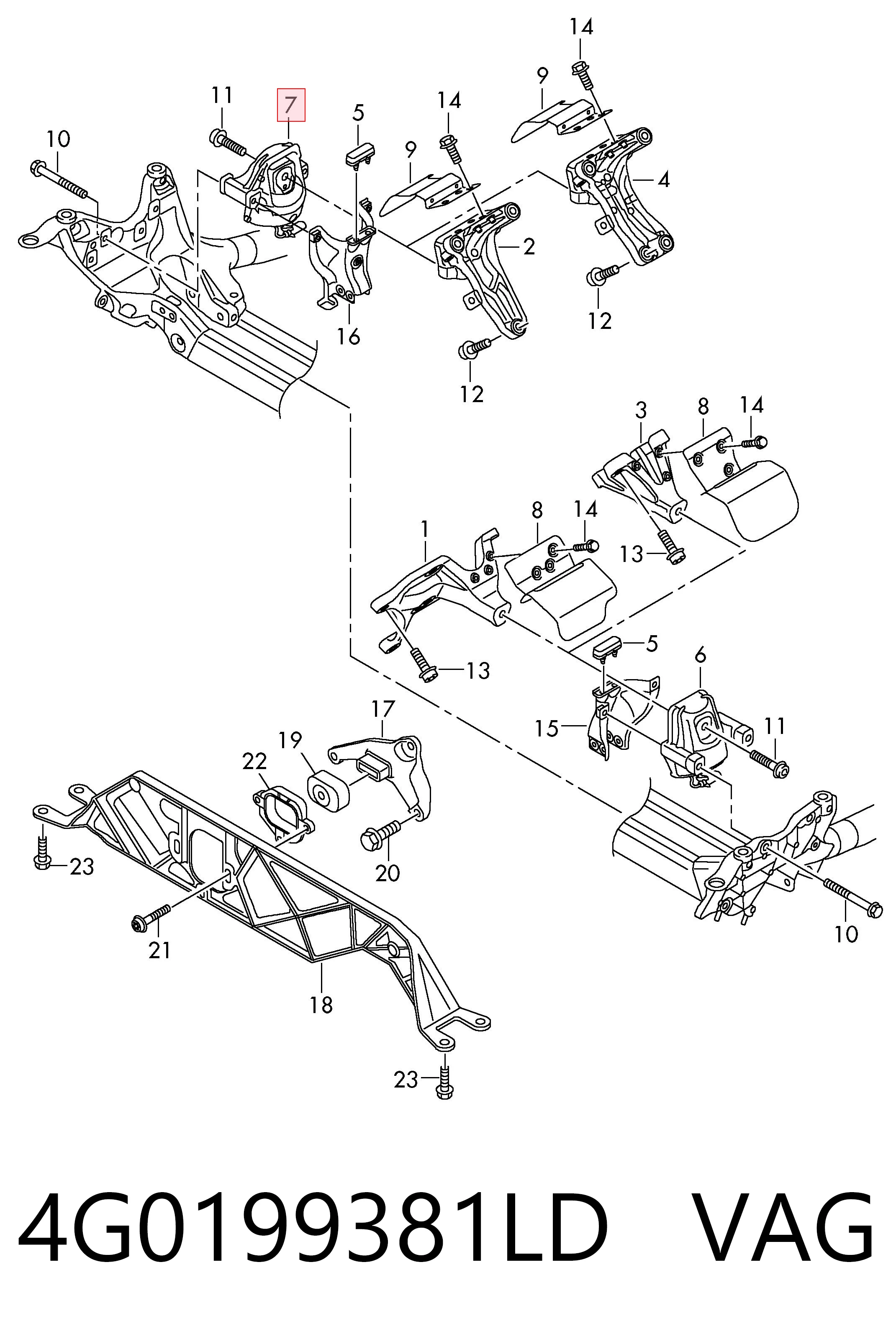 4G0199381LD VAG Soporte de motor derecho