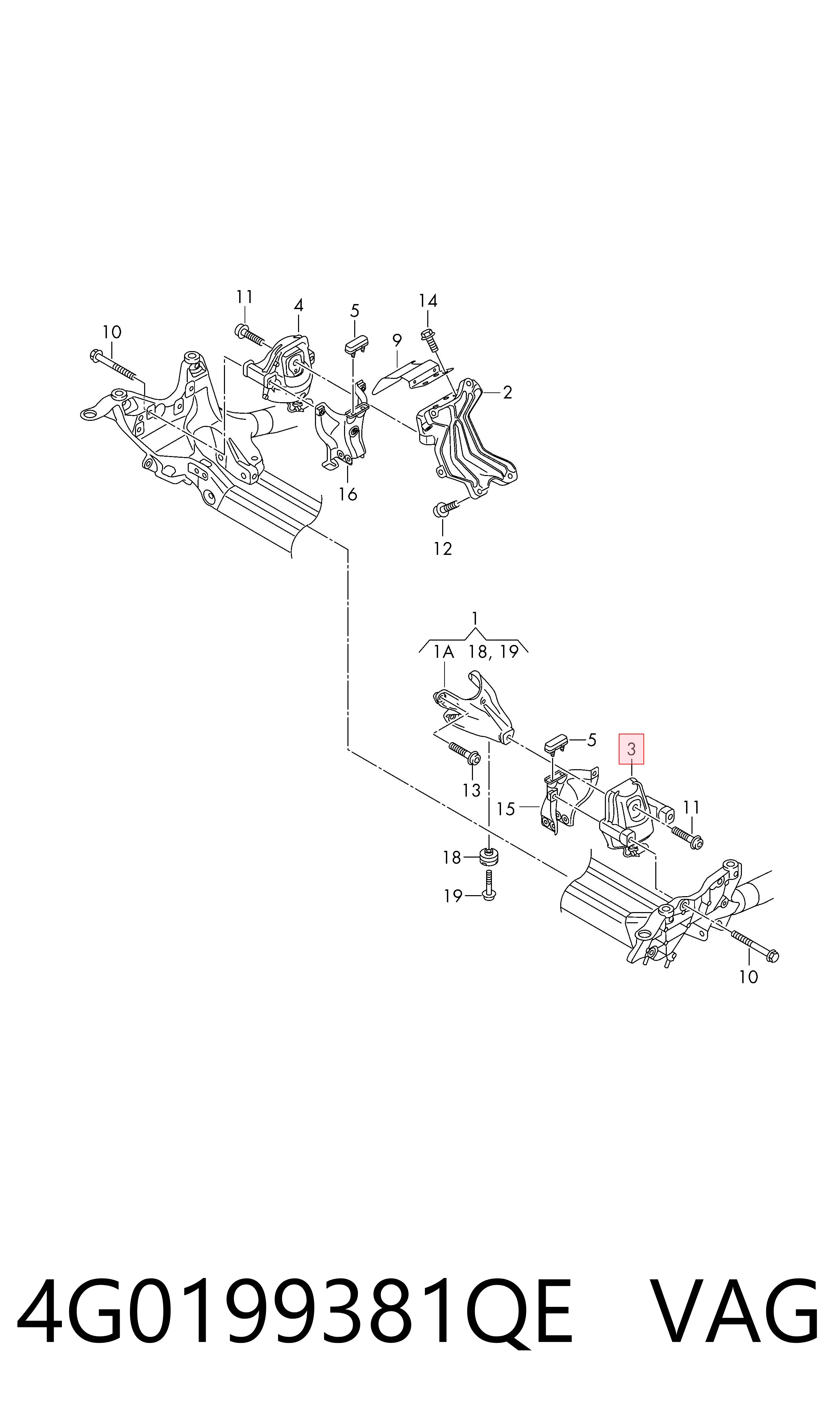 4G0199381QE VAG Soporte de motor derecho