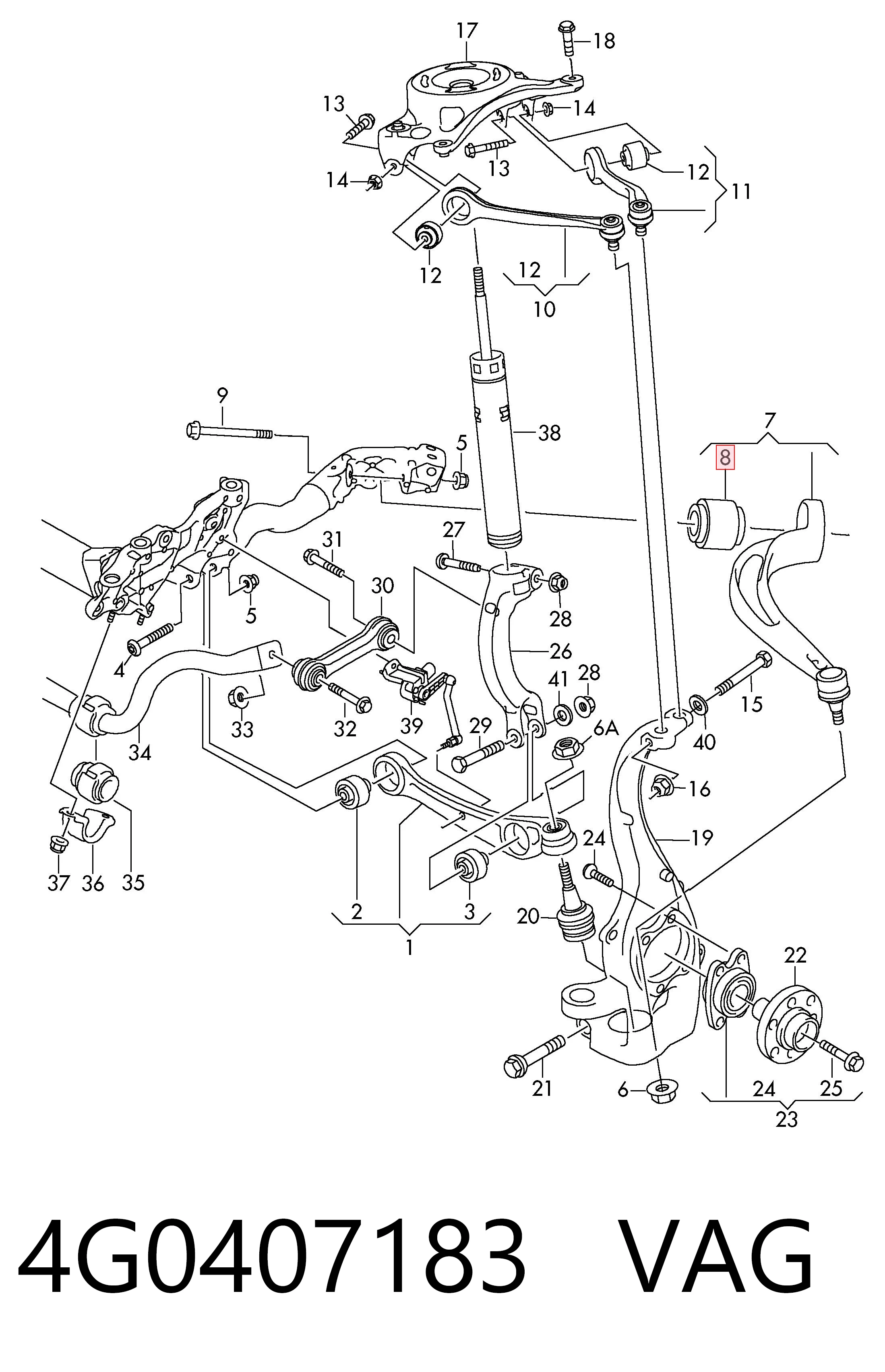 4G0407183 VAG Silentblock de brazo de suspensión delantero inferior