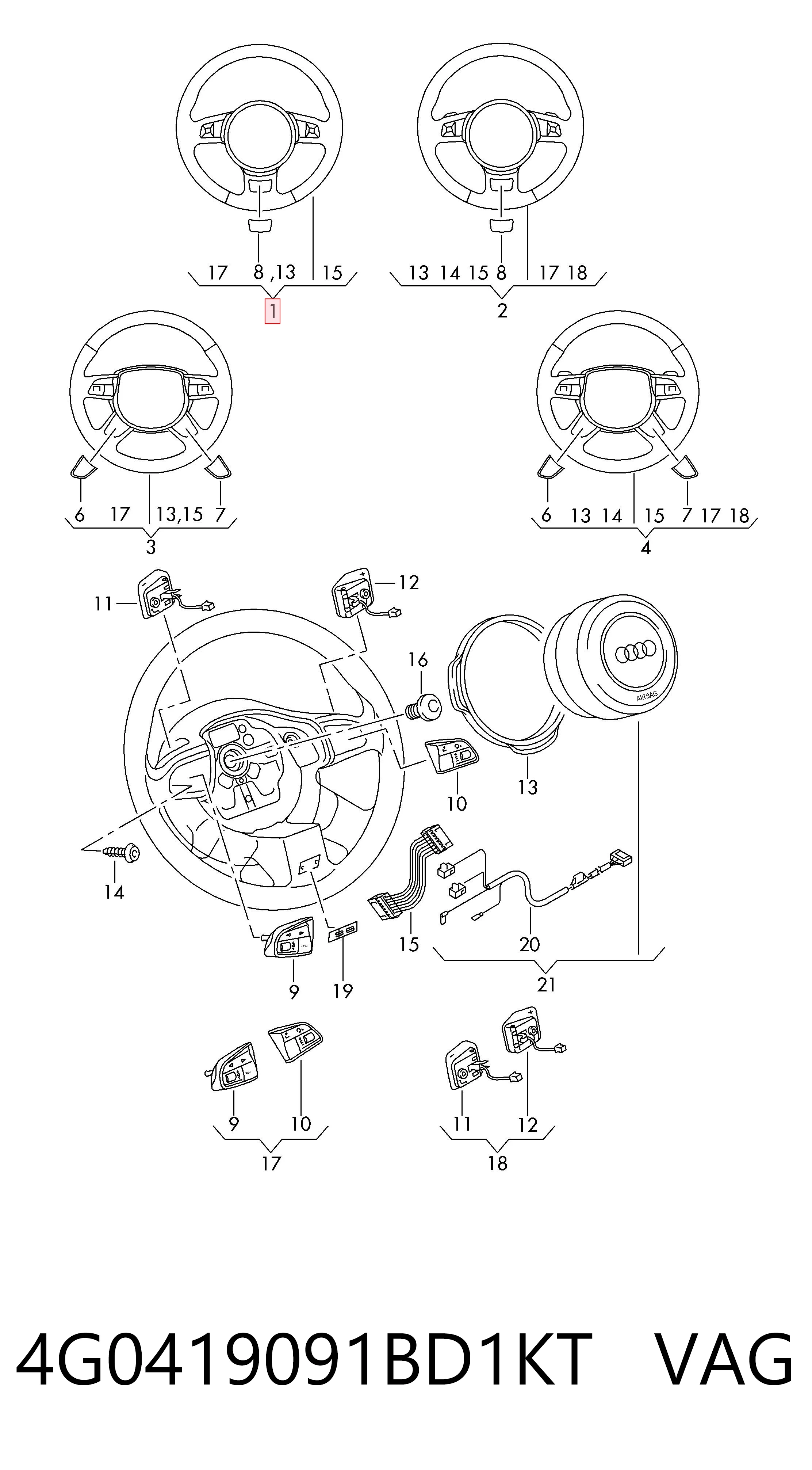 Volante para Audi A6 C7 4G2, 4GC