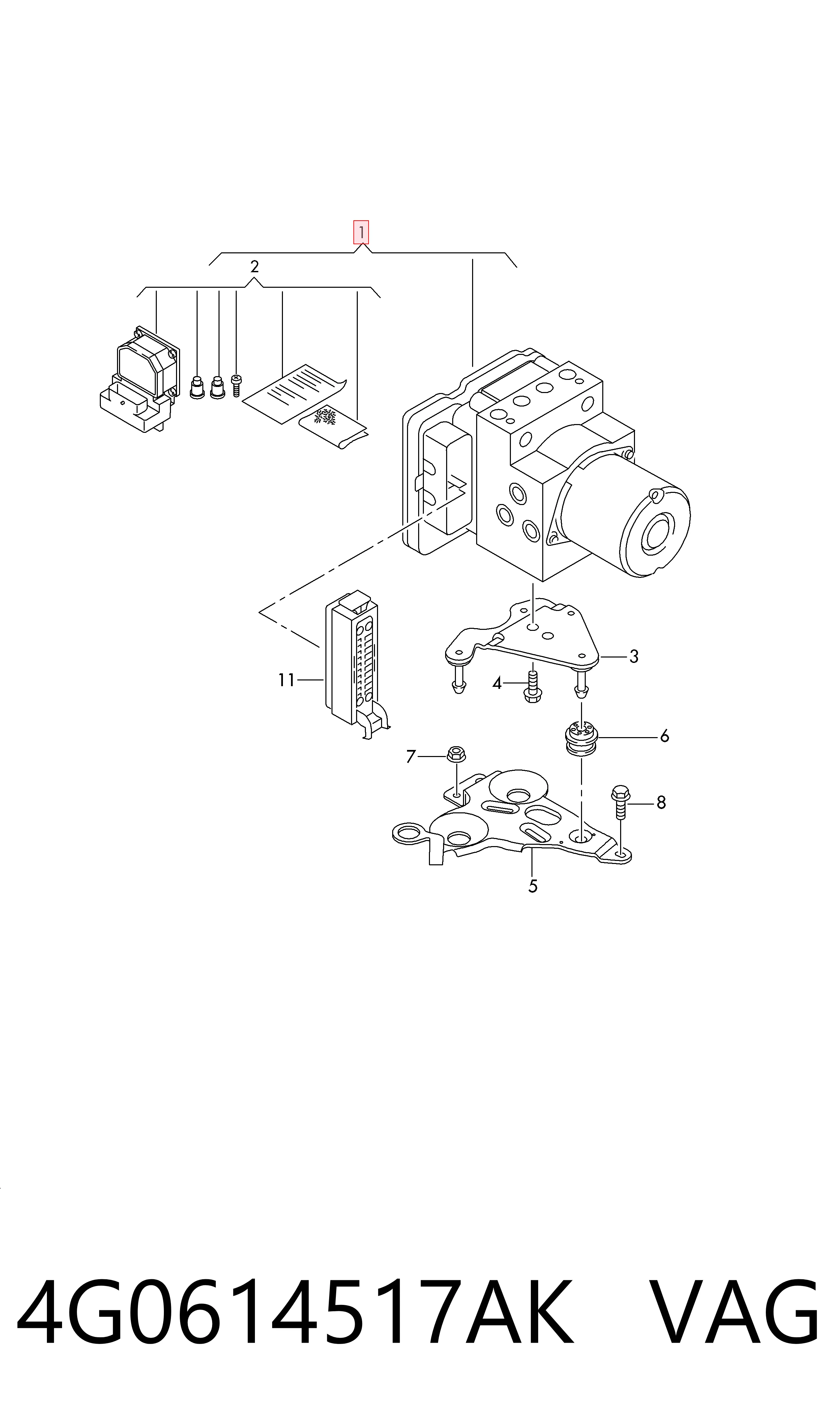 4G0614517AK VAG Unidad de control ABS hidráulico