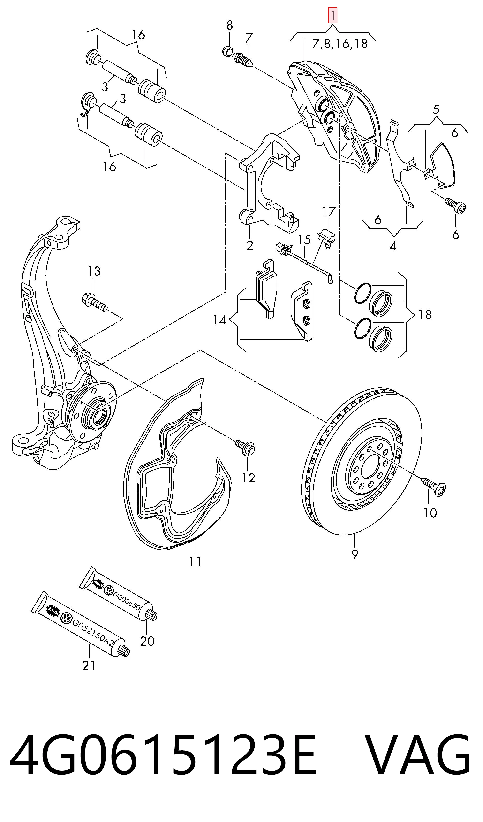 4G0615123E VAG Pinza de freno delantera izquierda