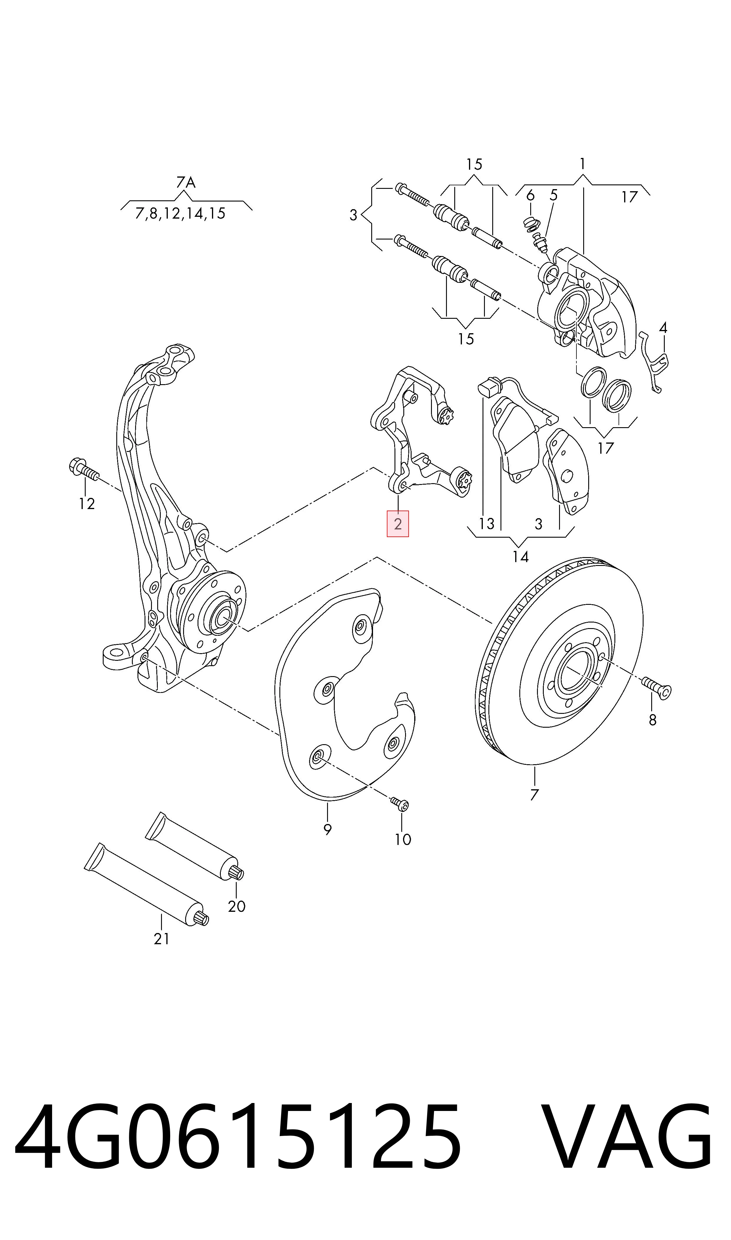 4G0615125 VAG Soporte, pinza de freno delantera