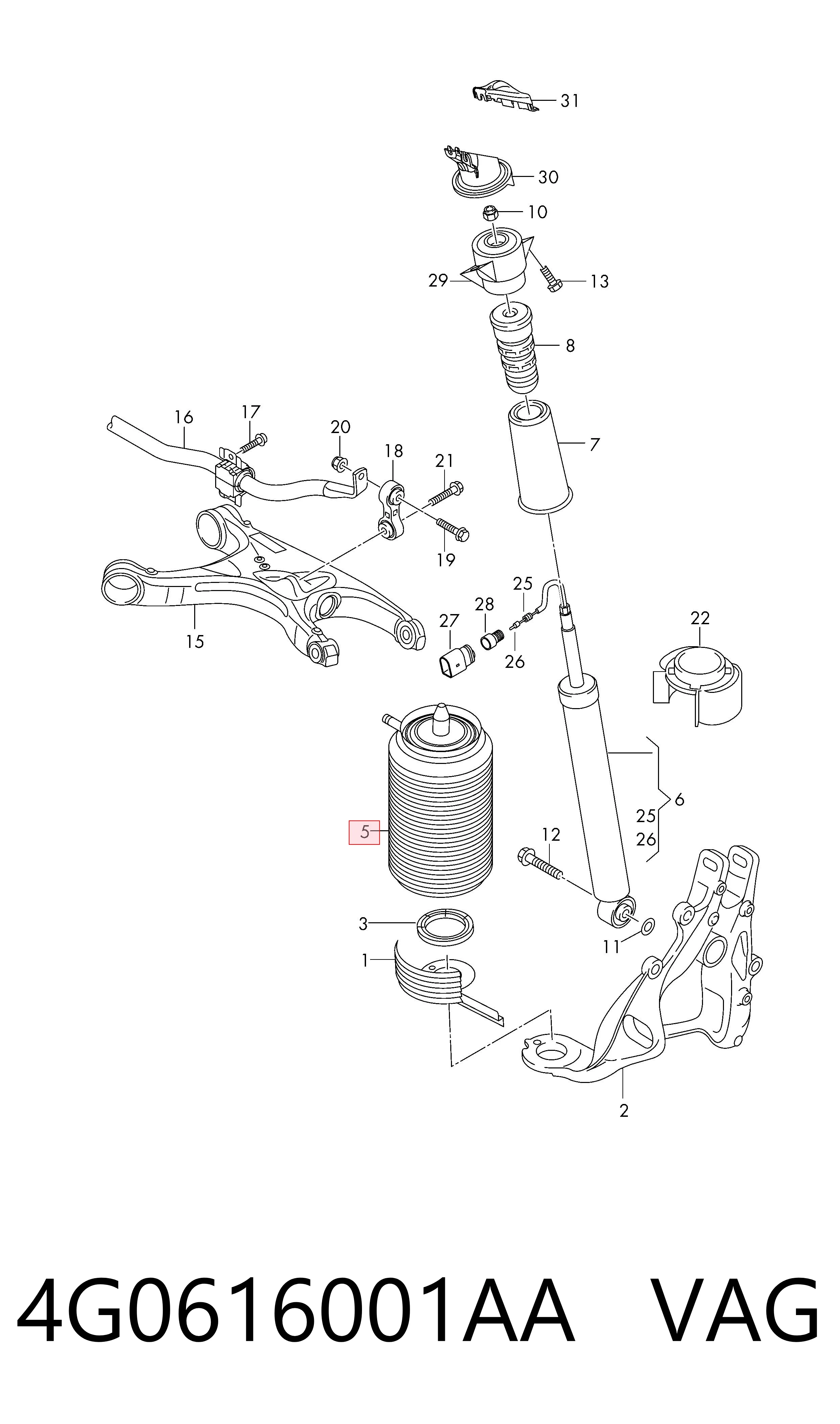 Comprar 4G0616001AA VAG Bolsa de aire del eje trasero