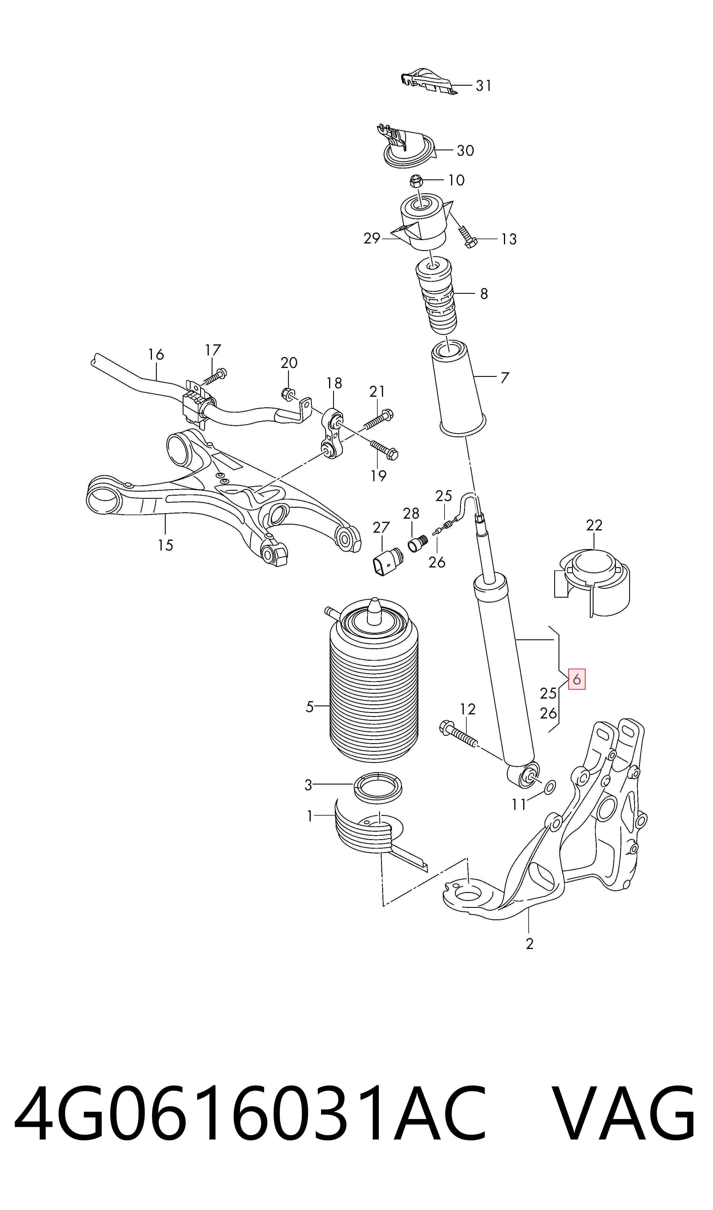 4G0616031AC VAG Amortiguadores posteriores