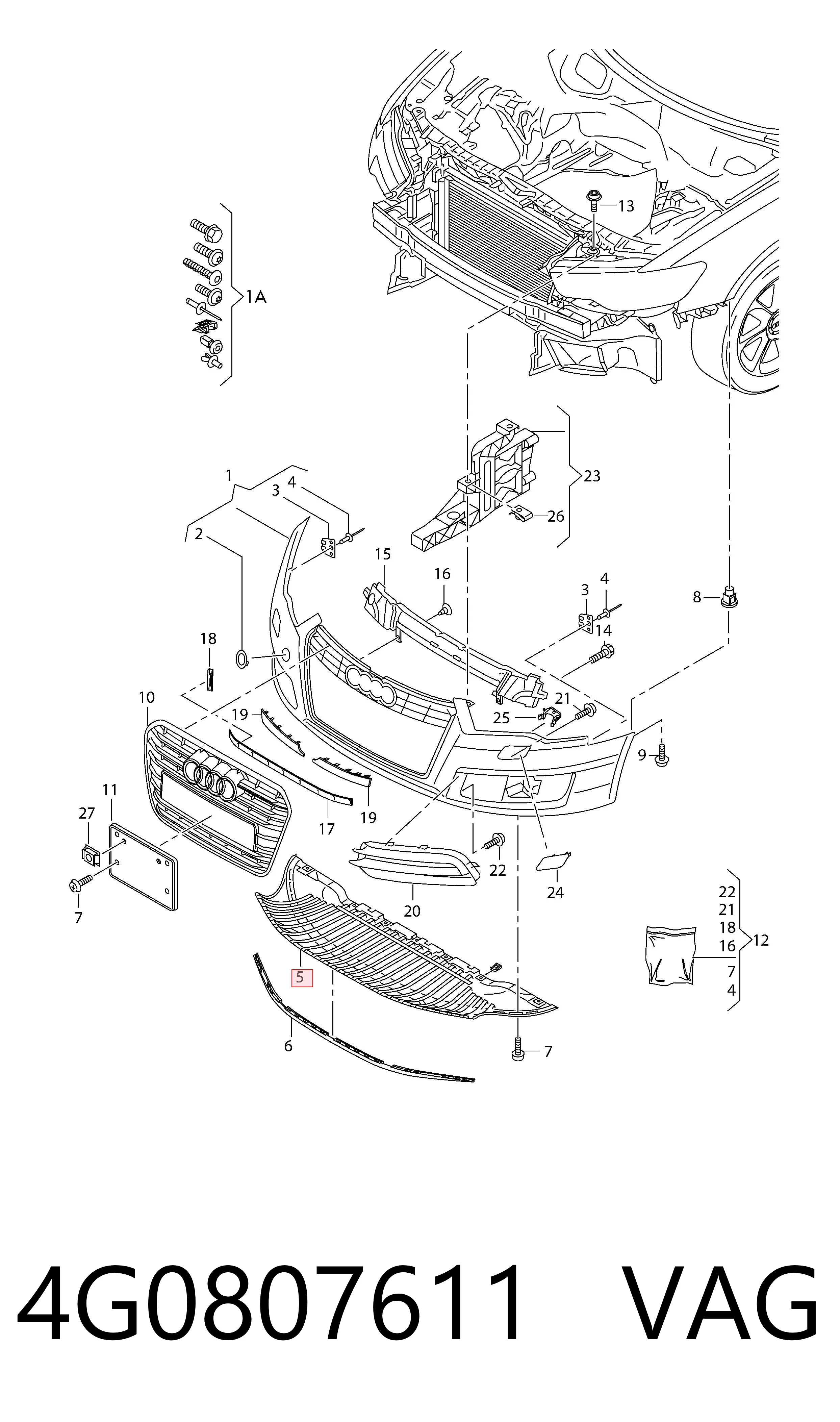 4G0807611 VAG Protector paragolpes
