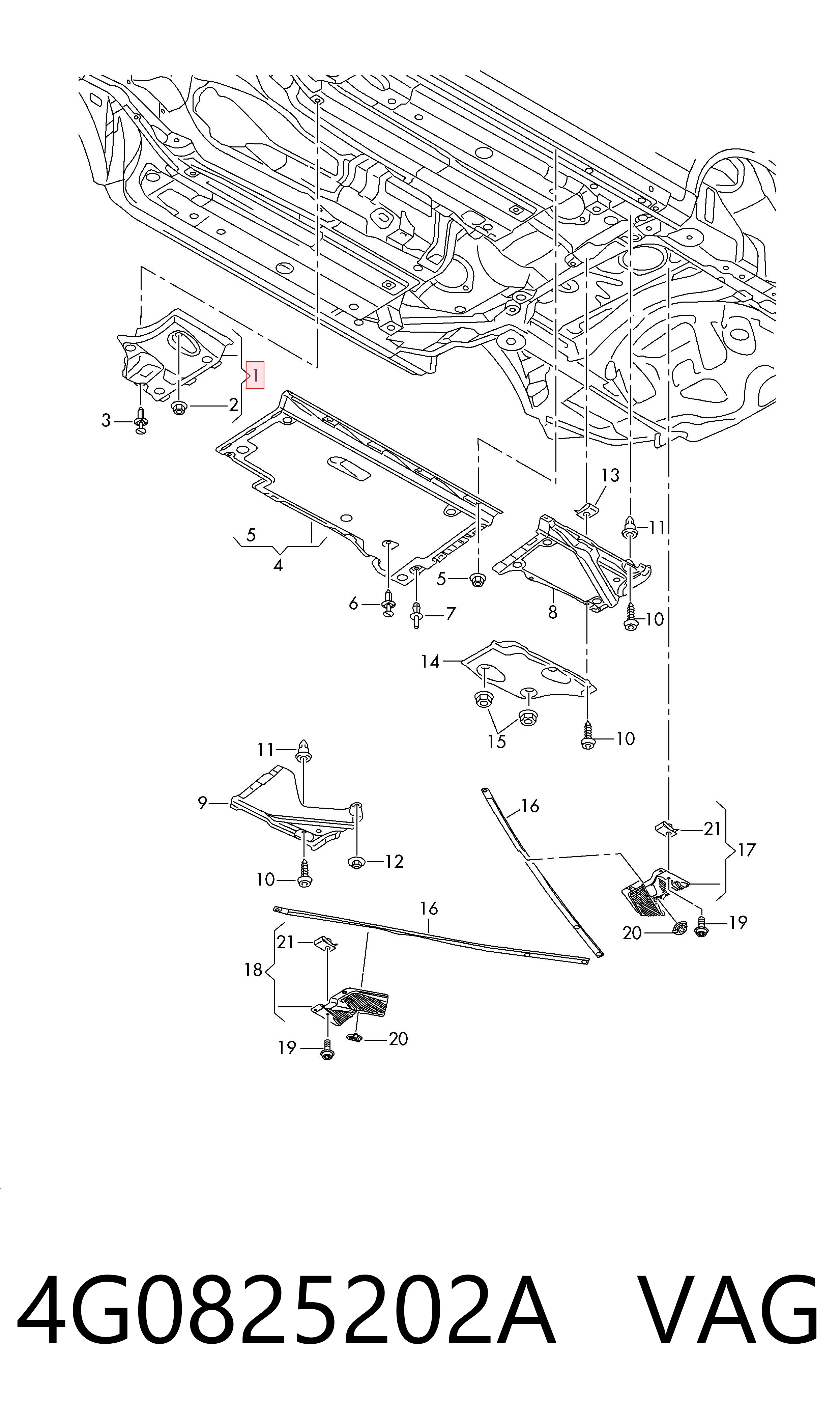 4G0825202A VAG Protector de bajos delantero derecho