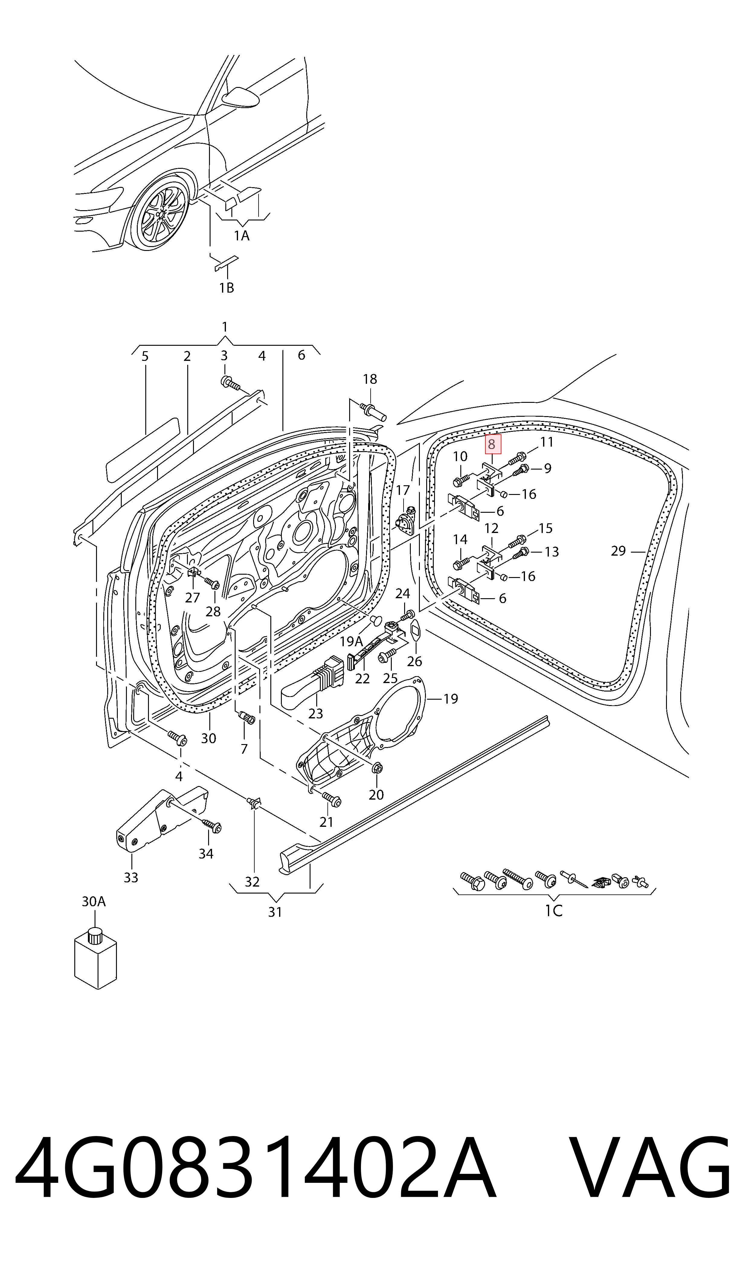 4G0831402A VAG Bisagra de puerta delantera