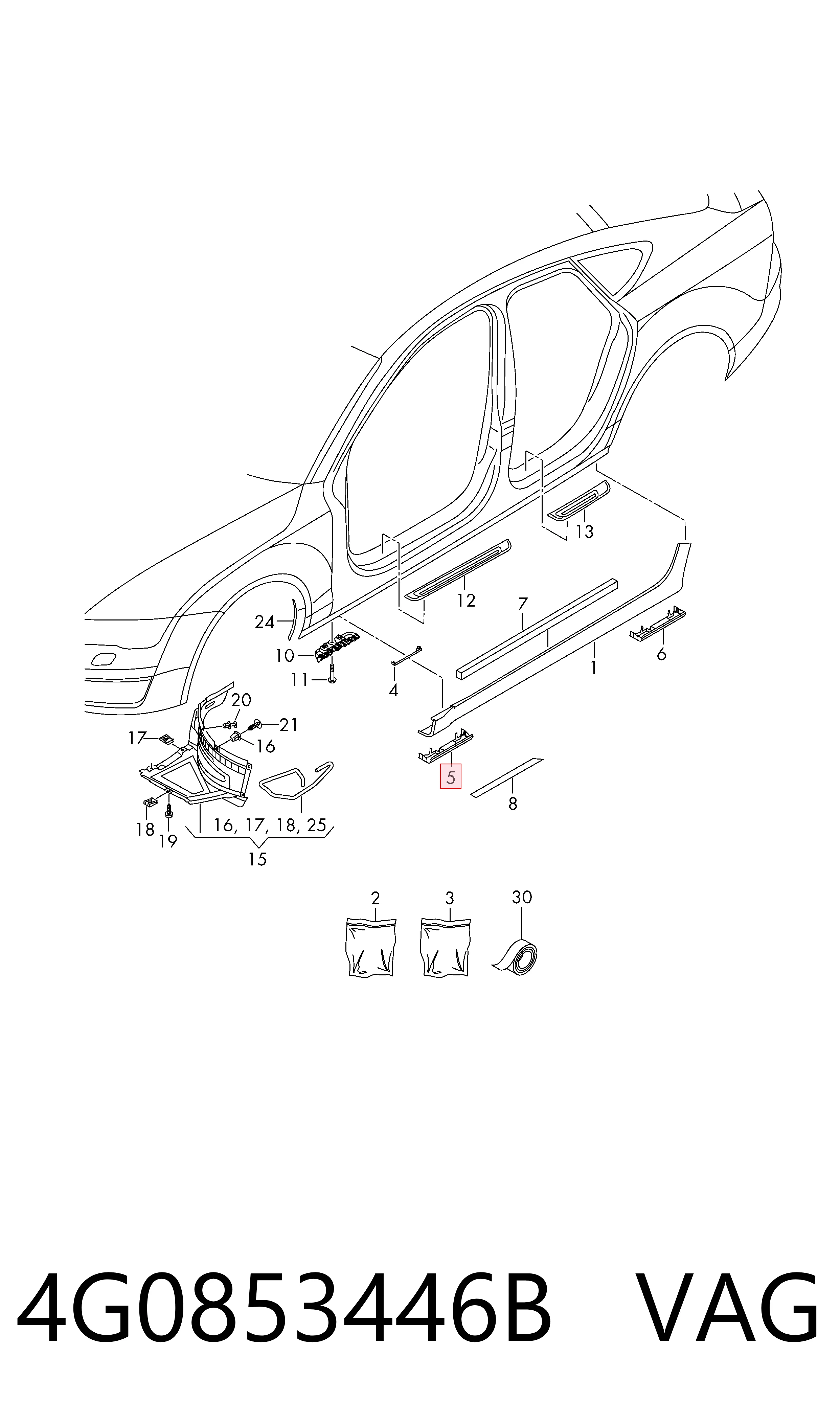 4G0853446B VAG Tapón del orificio del gato
