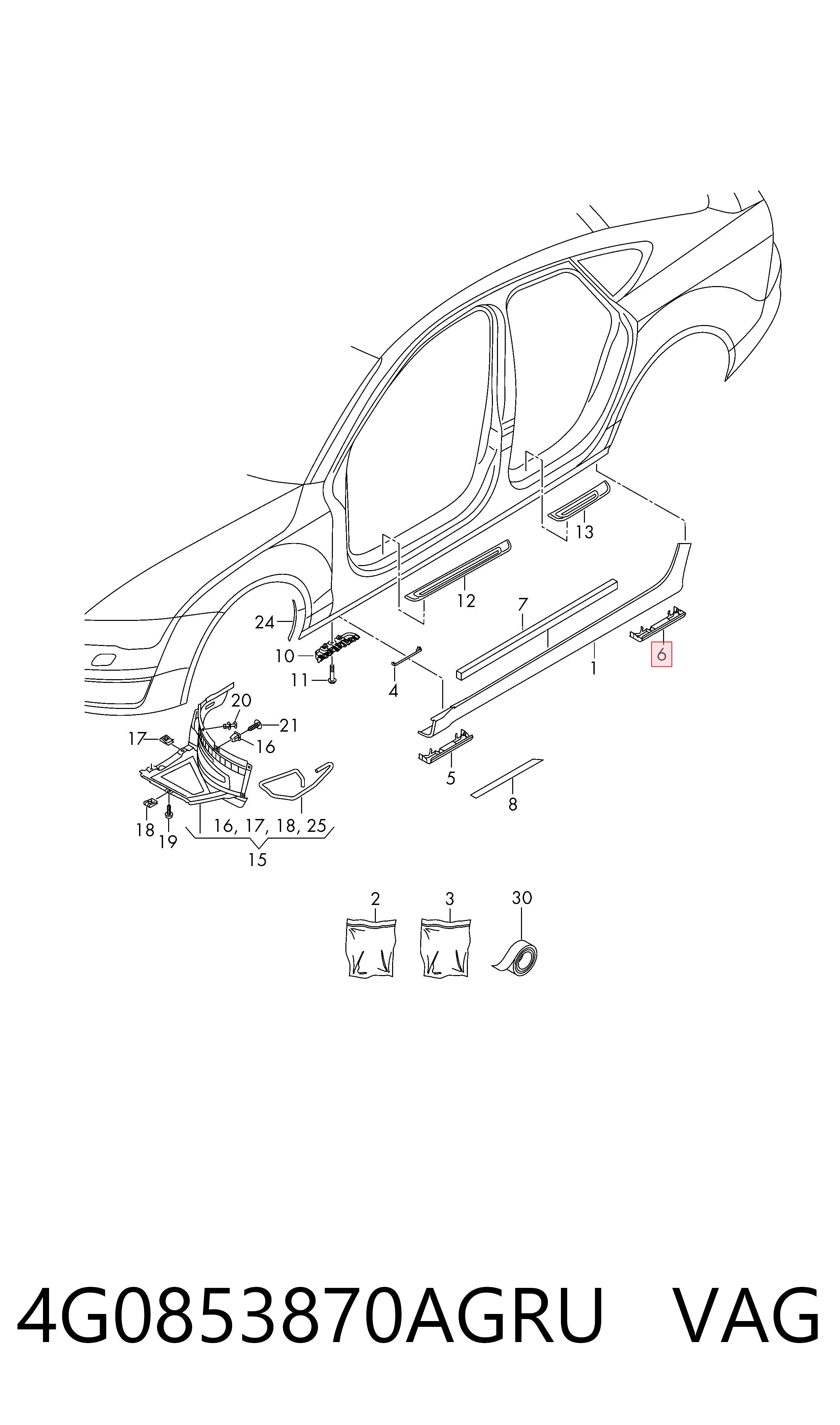 4G0853870AGRU VAG Tapón del orificio del gato