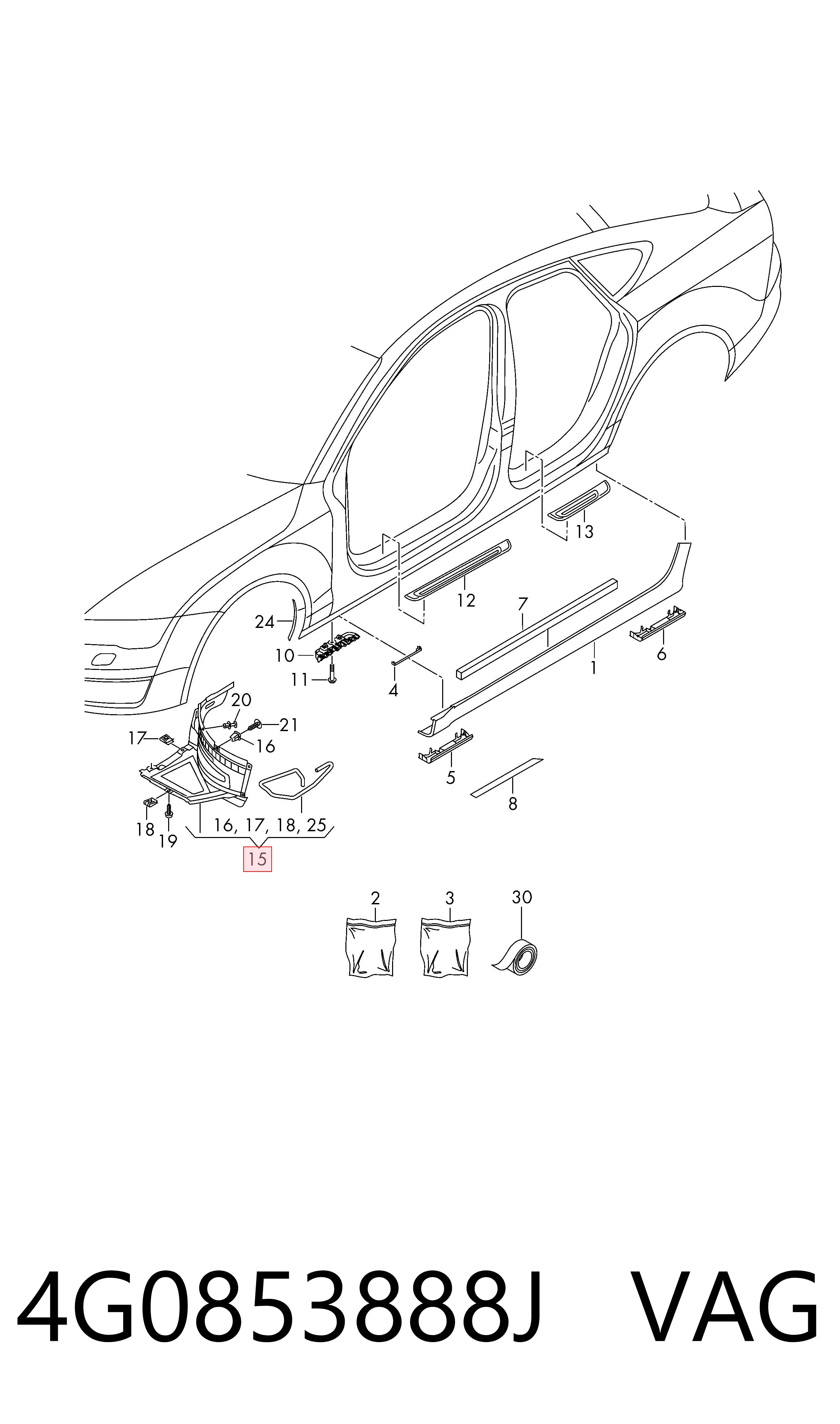4G0853888J VAG Guardalodos interior delantero derecho