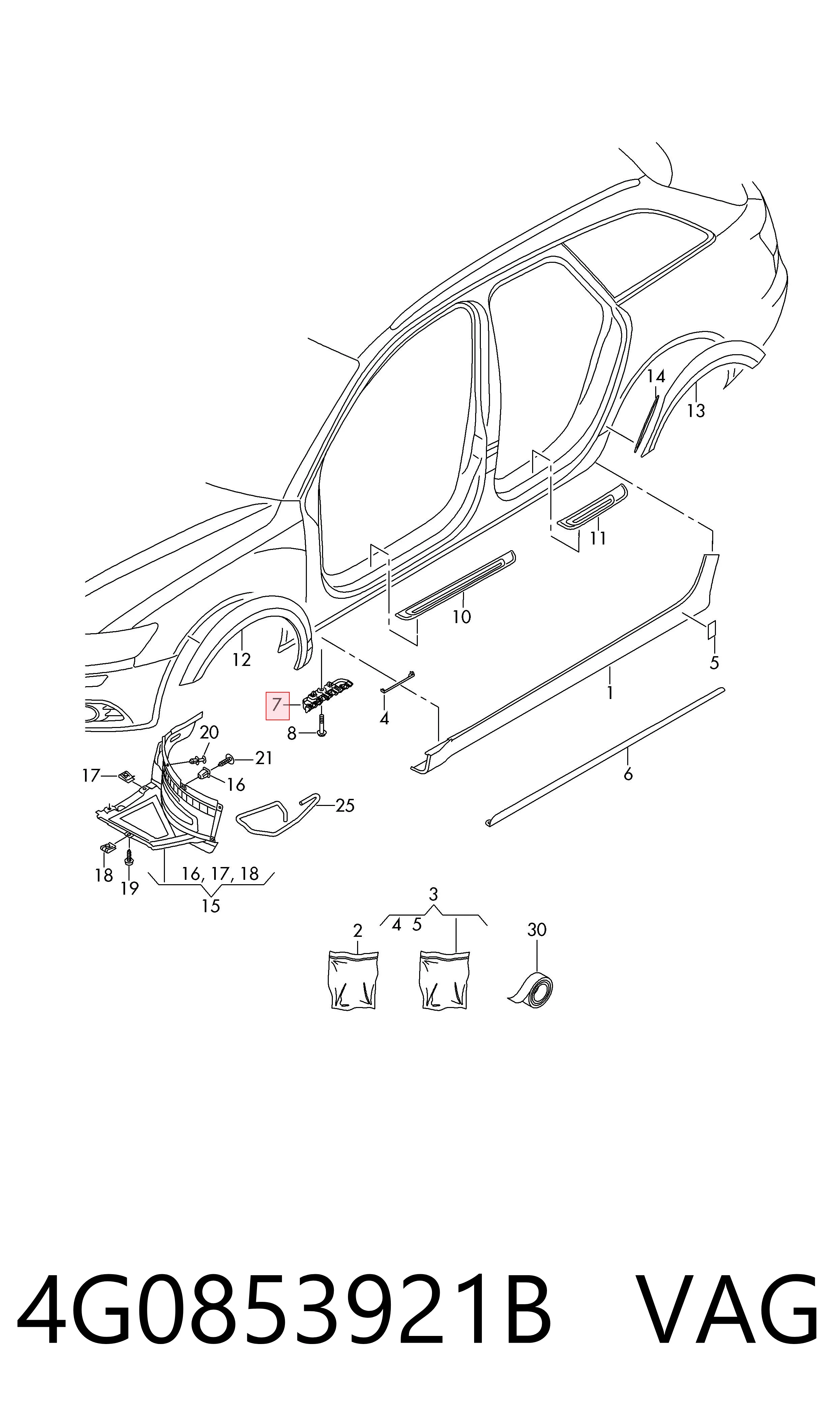 4G0853921B VAG Soporte de umbral
