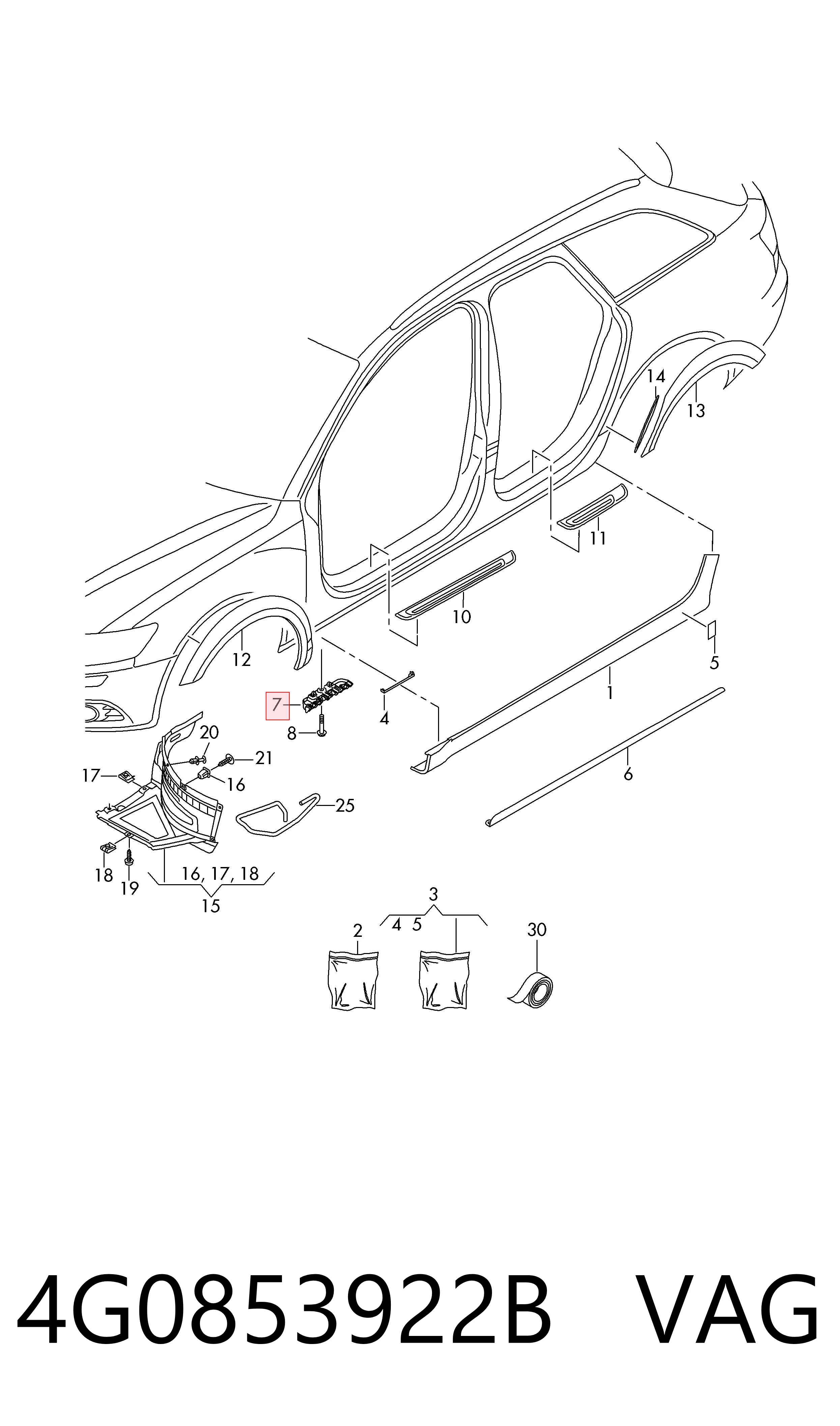 4G0853922B VAG Soporte de umbral
