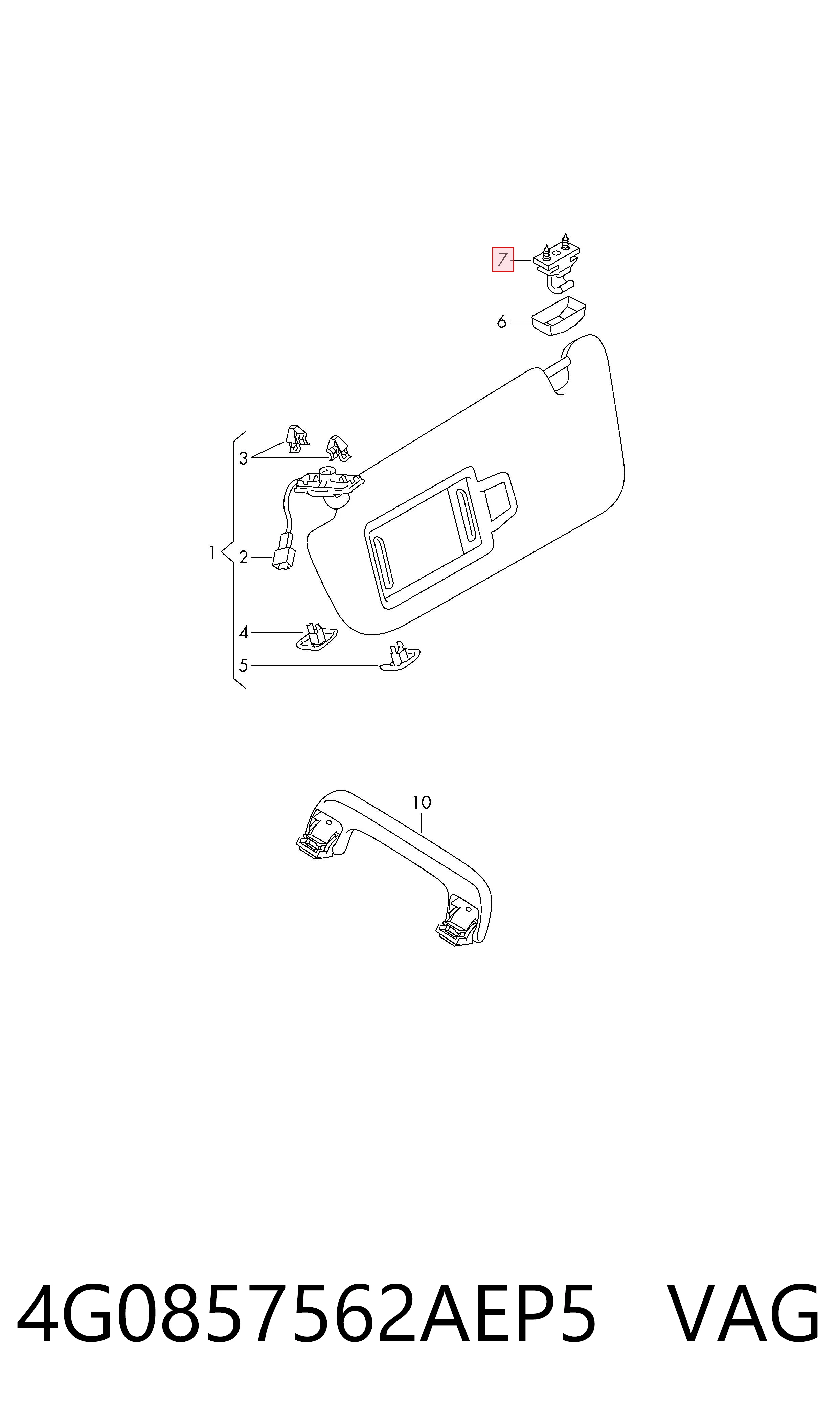 4G0857562AEP5 VAG Retenedor de visera parasol