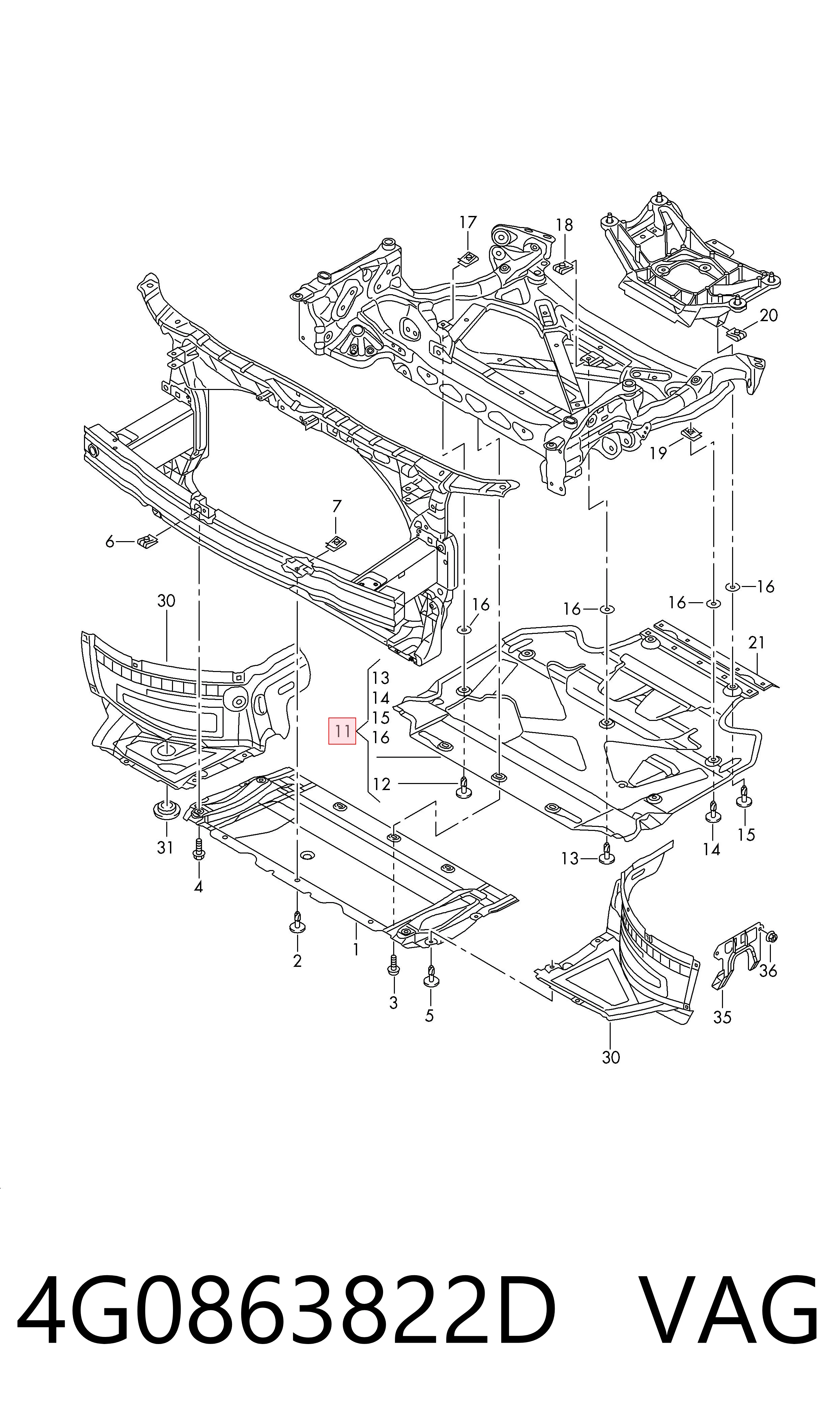 Comprar 4G0863822D VAG Protección delantera del motor