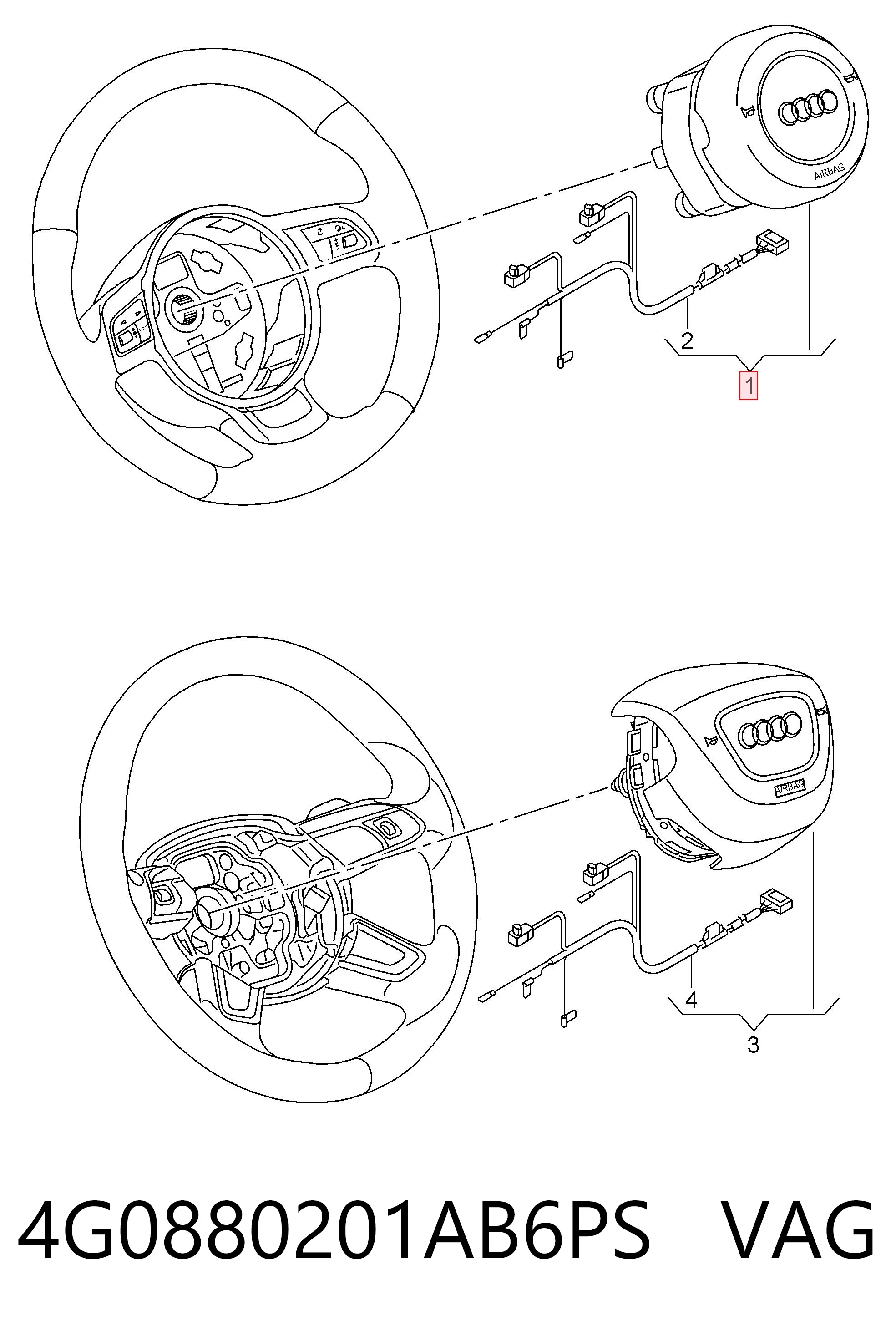 Airbag en el lado del conductor VAG 4G0880201AB6PS precio, desde 1396,14 EUR