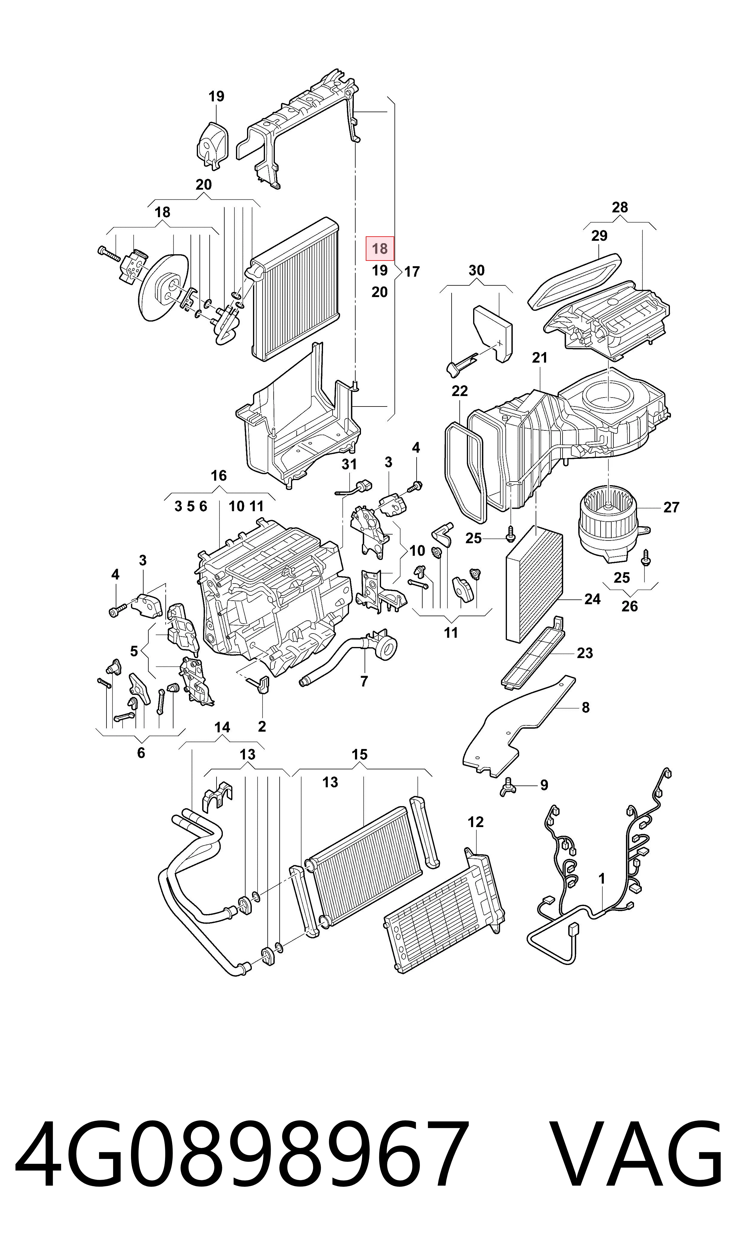 4G0898967 VAG Válvula TRV del aire acondicionado