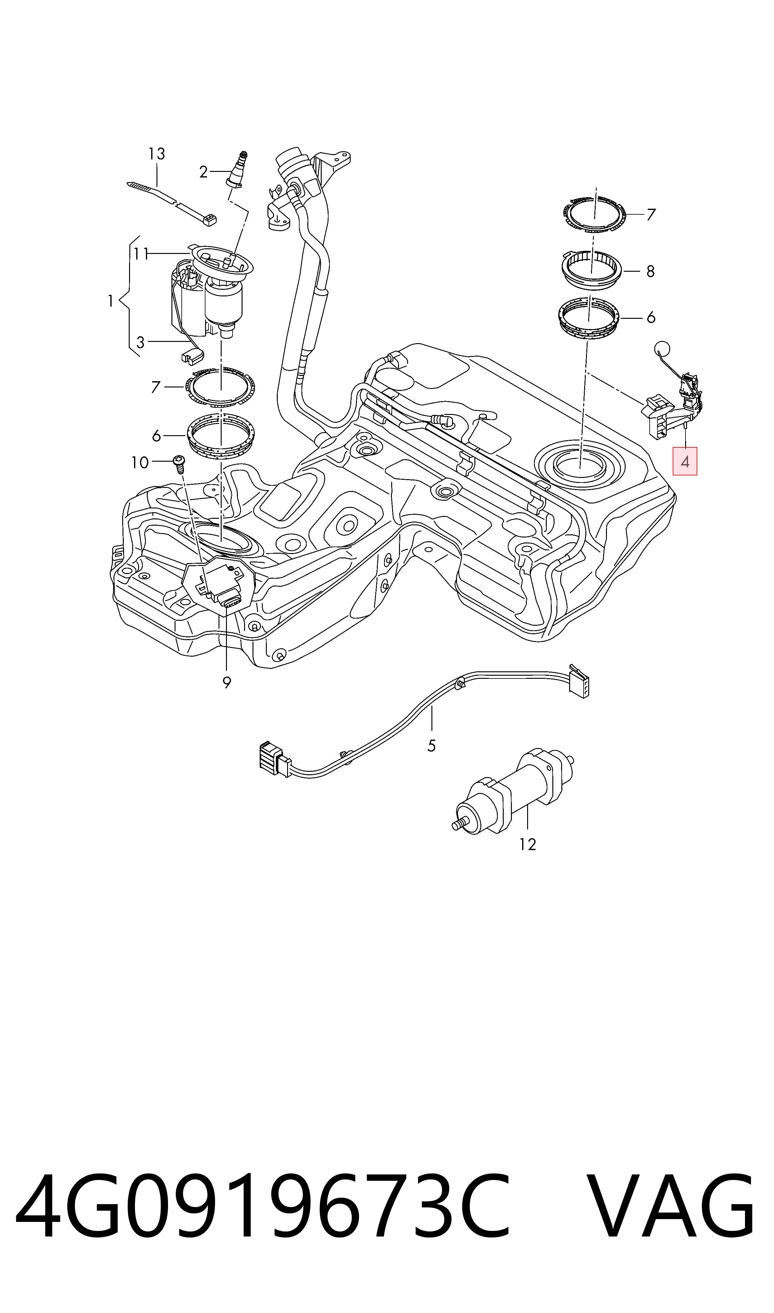 4G0919673C VAG Sensor de nivel de combustible izquierdo
