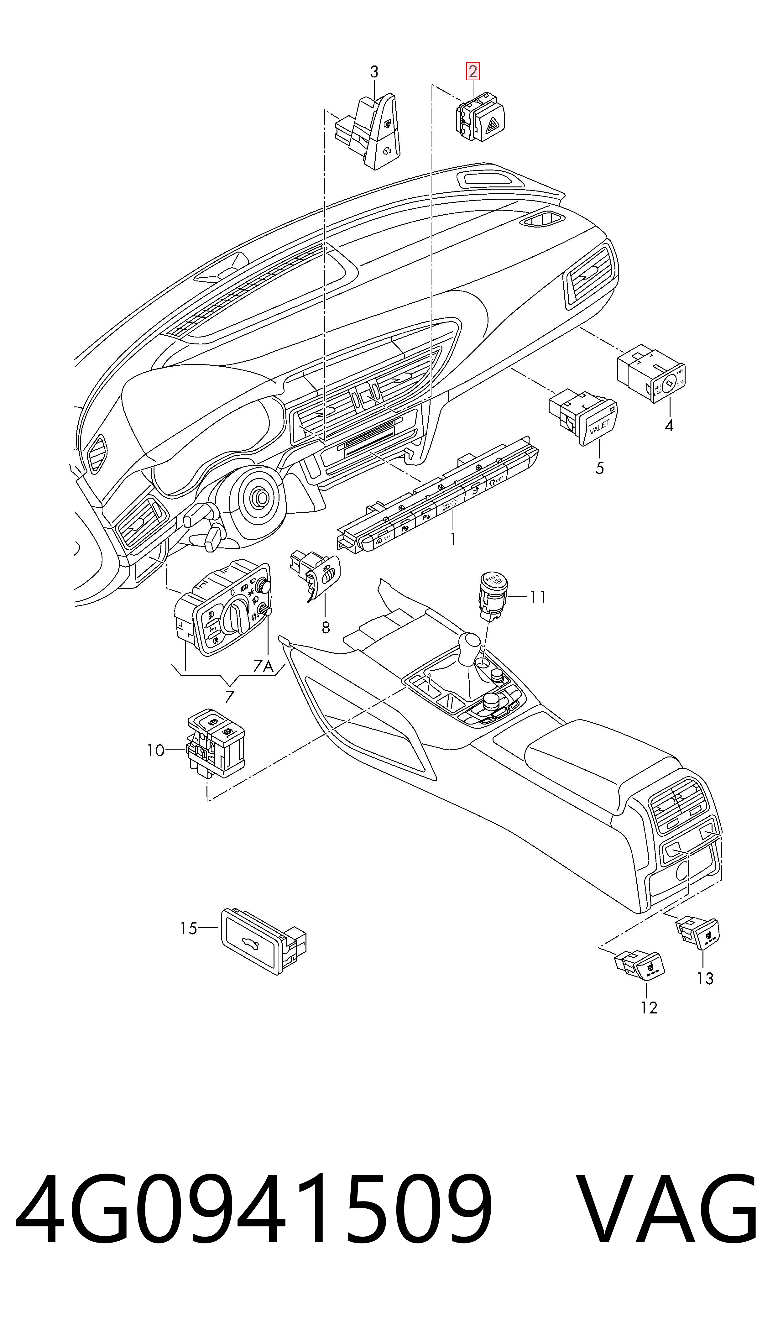 Comprar Boton de luz de emergencía Audi A6 C7 4G2, 4GC