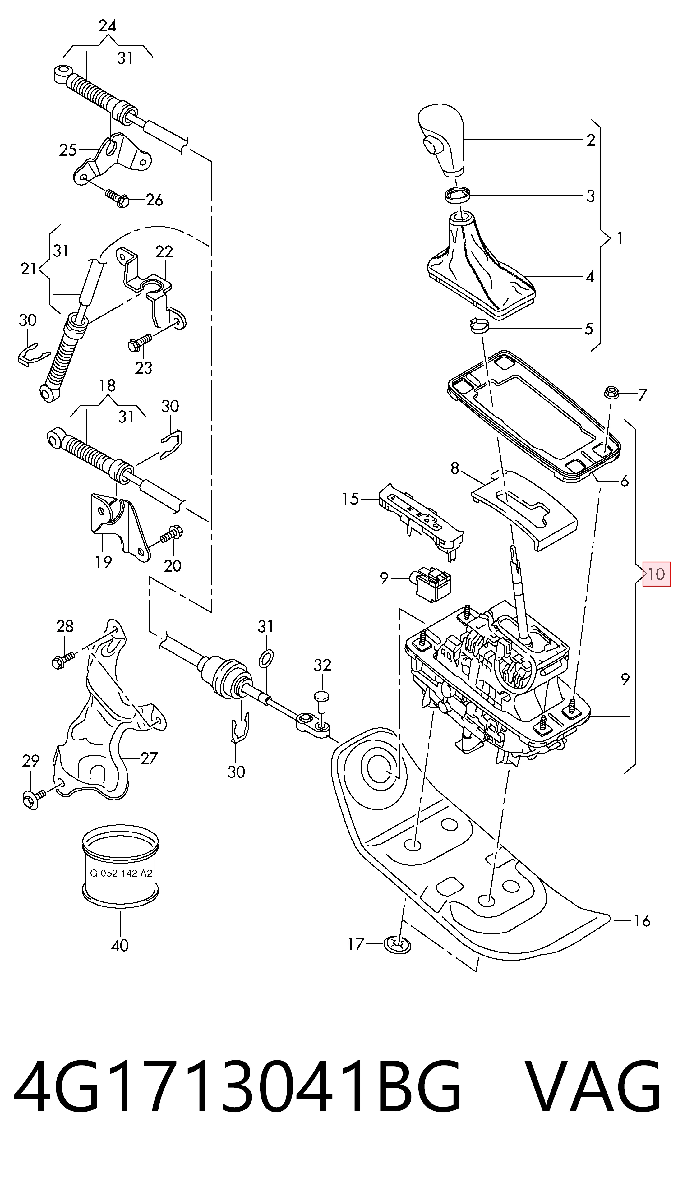Palanca selectora cambio de marcha para Audi A6 C7 4G2, 4GC