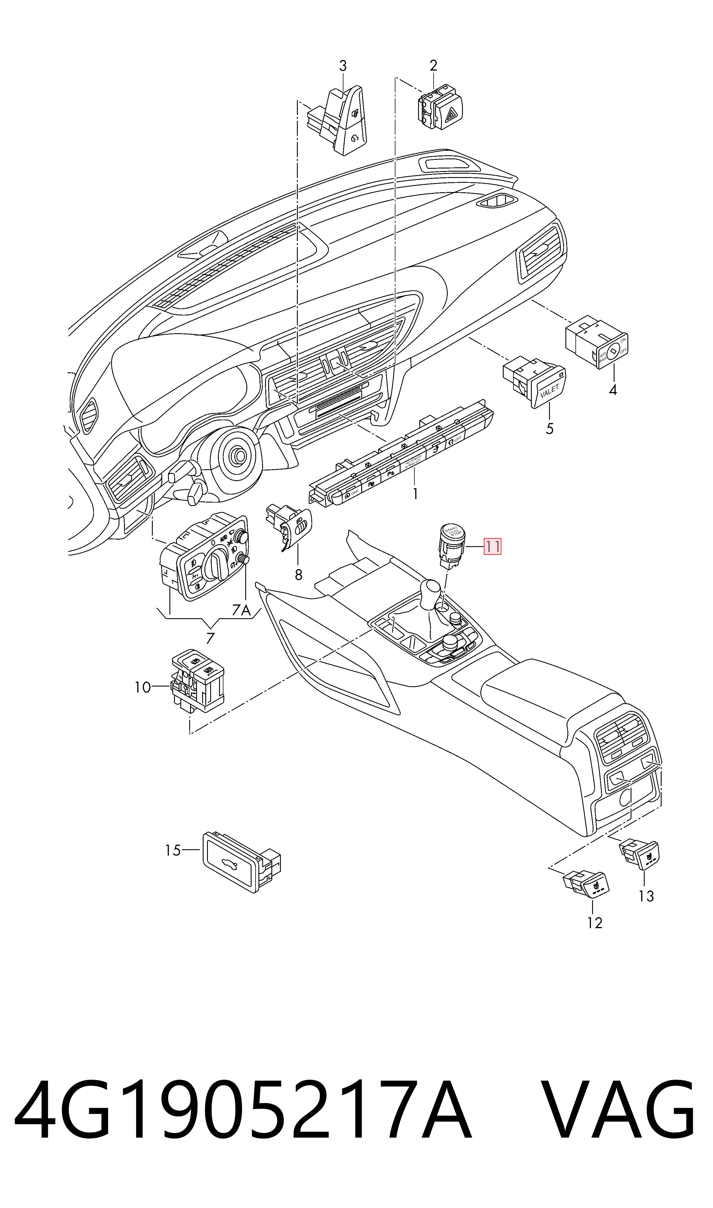 Botón de arranque del motor VAG 4G1905217A precio, desde 23,24 EUR