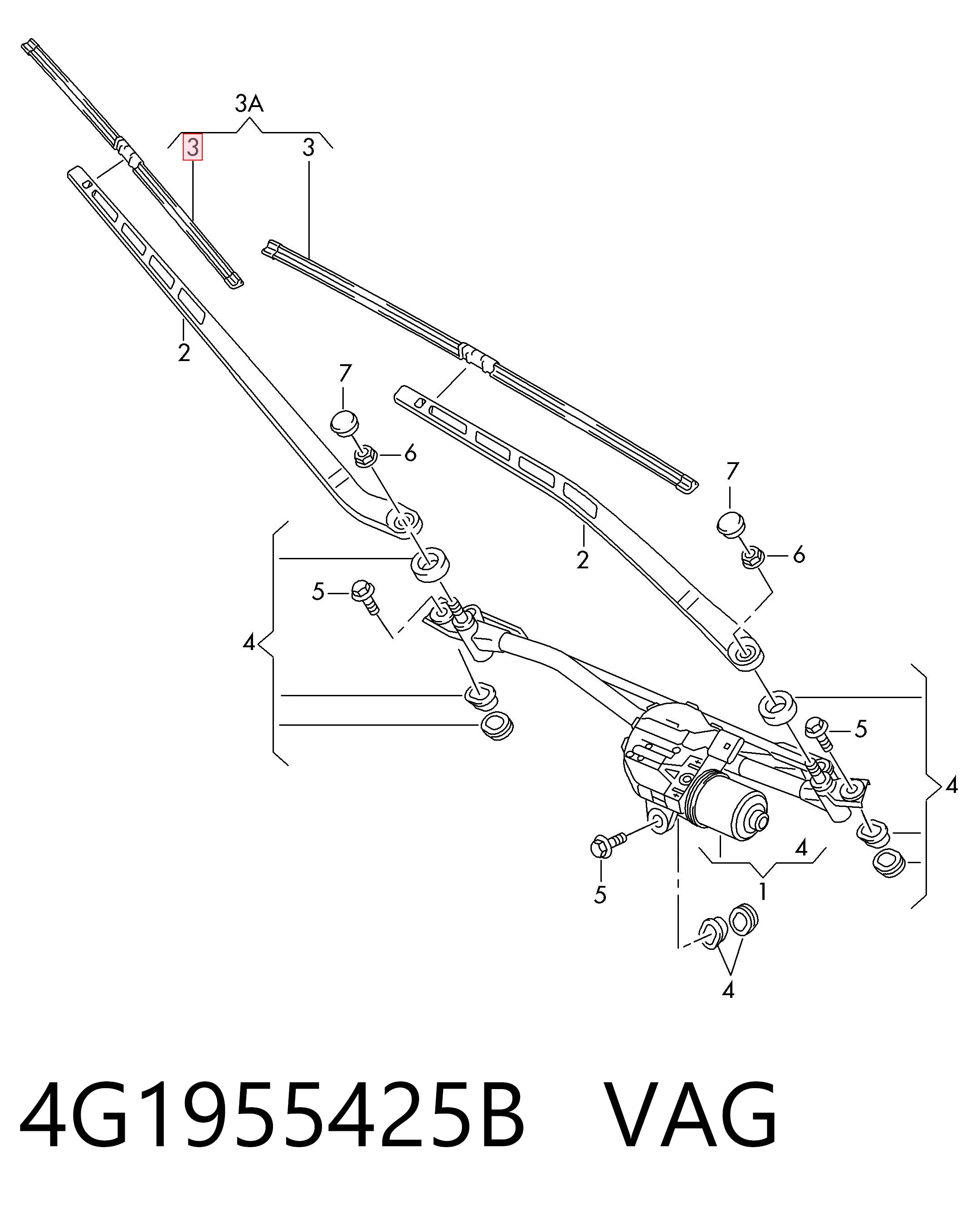Comprar 4G1955425B VAG Escobilla del limpiaparabrisas del lado del conductor