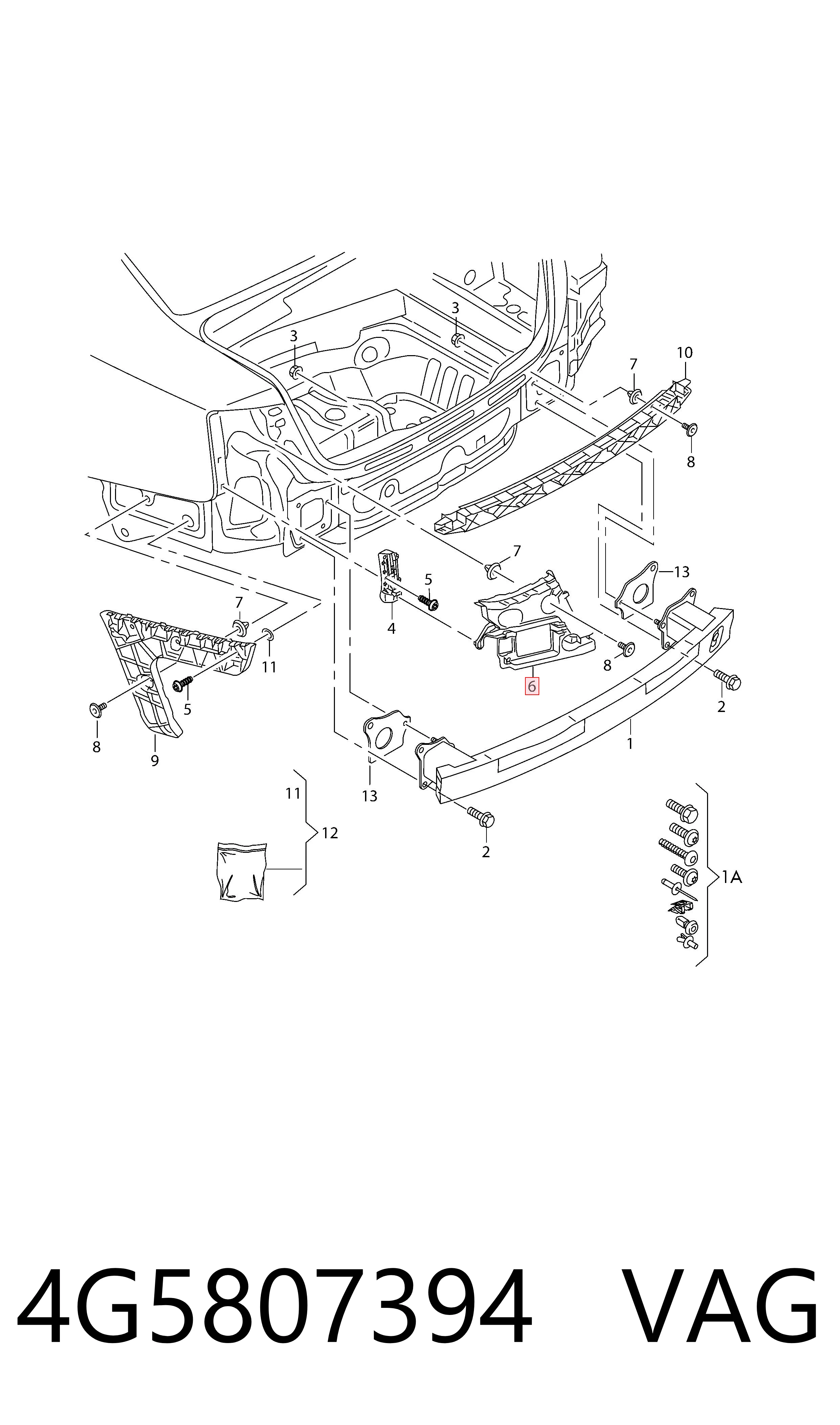 4G5807394 VAG Soporte del paragolpes trasero derecho
